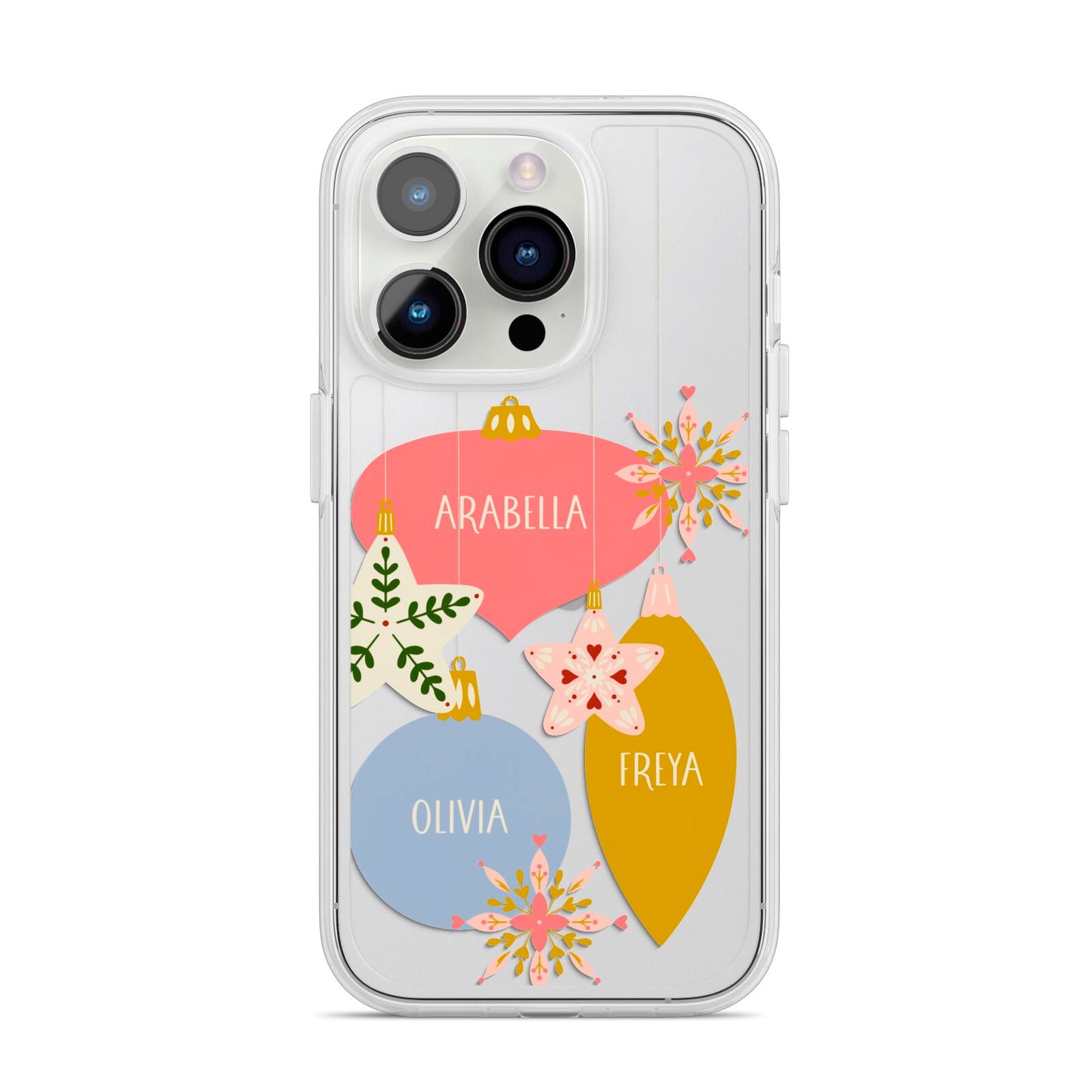 Personalised Christmas Bauble iPhone 14 Pro Clear Tough Case Silver
