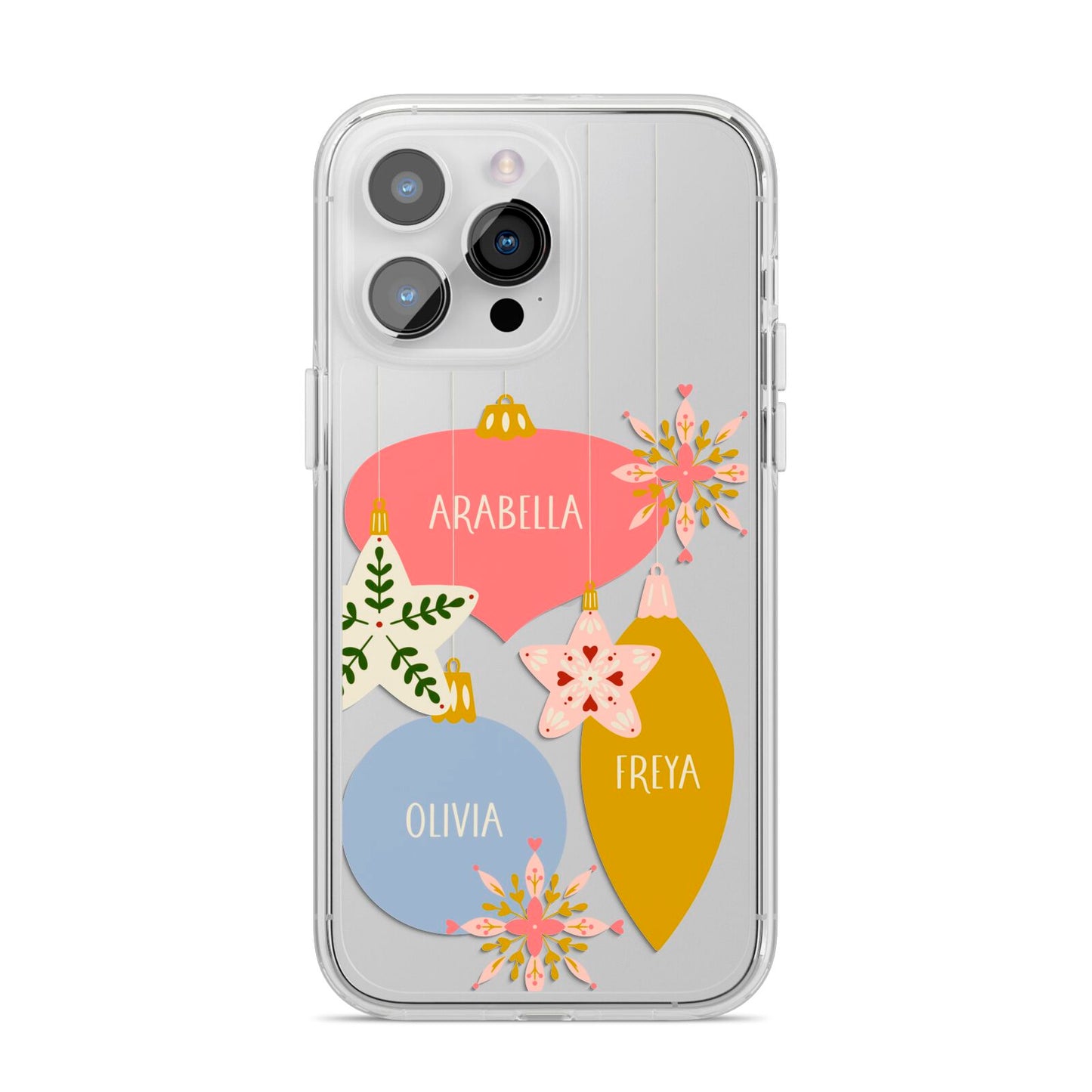 Personalised Christmas Bauble iPhone 14 Pro Max Clear Tough Case Silver