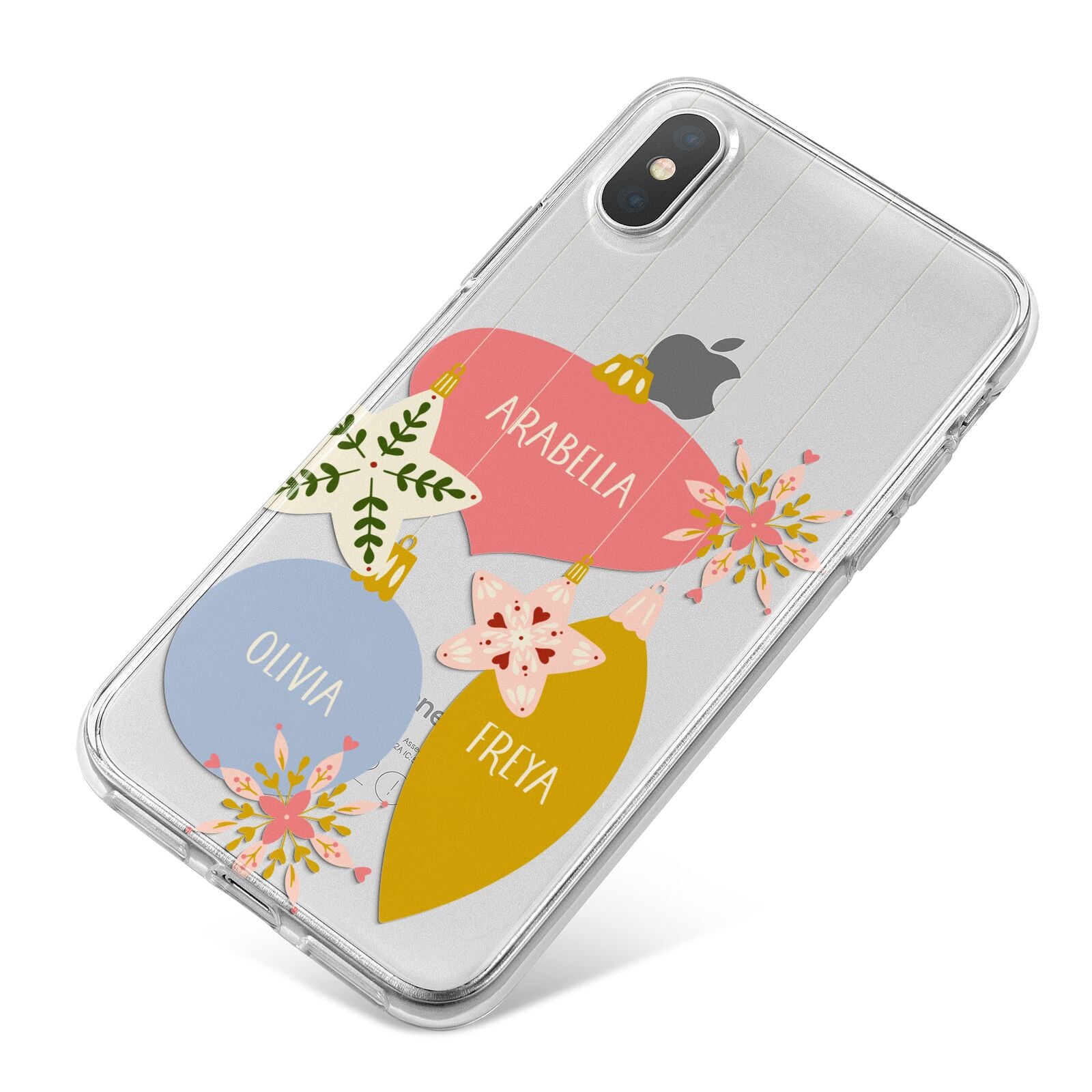 Personalised Christmas Bauble iPhone X Bumper Case on Silver iPhone