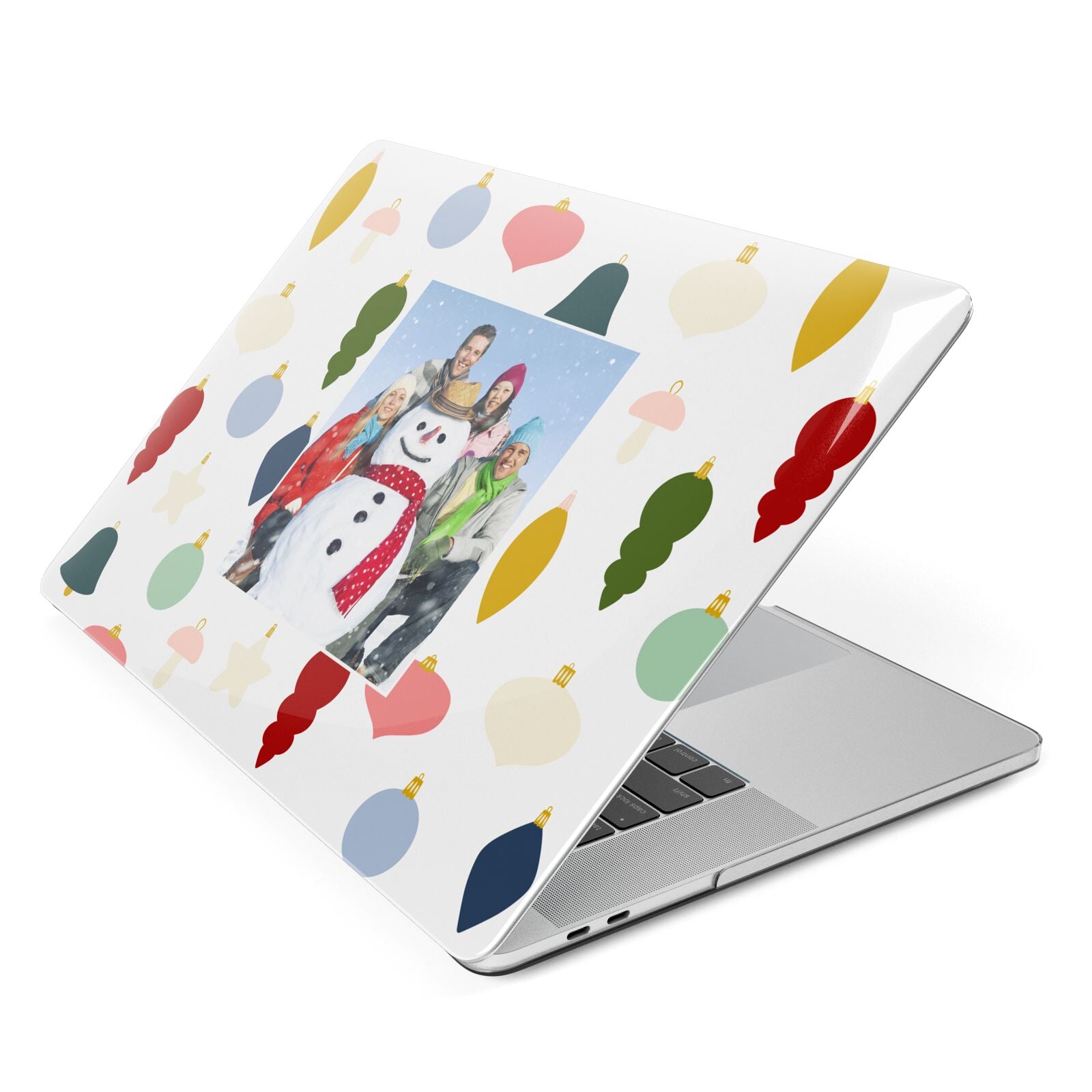 Personalised Christmas Baubles Apple MacBook Case Side View