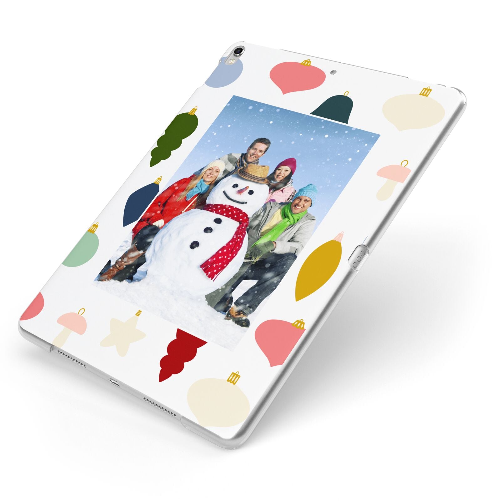 Personalised Christmas Baubles Apple iPad Case on Silver iPad Side View