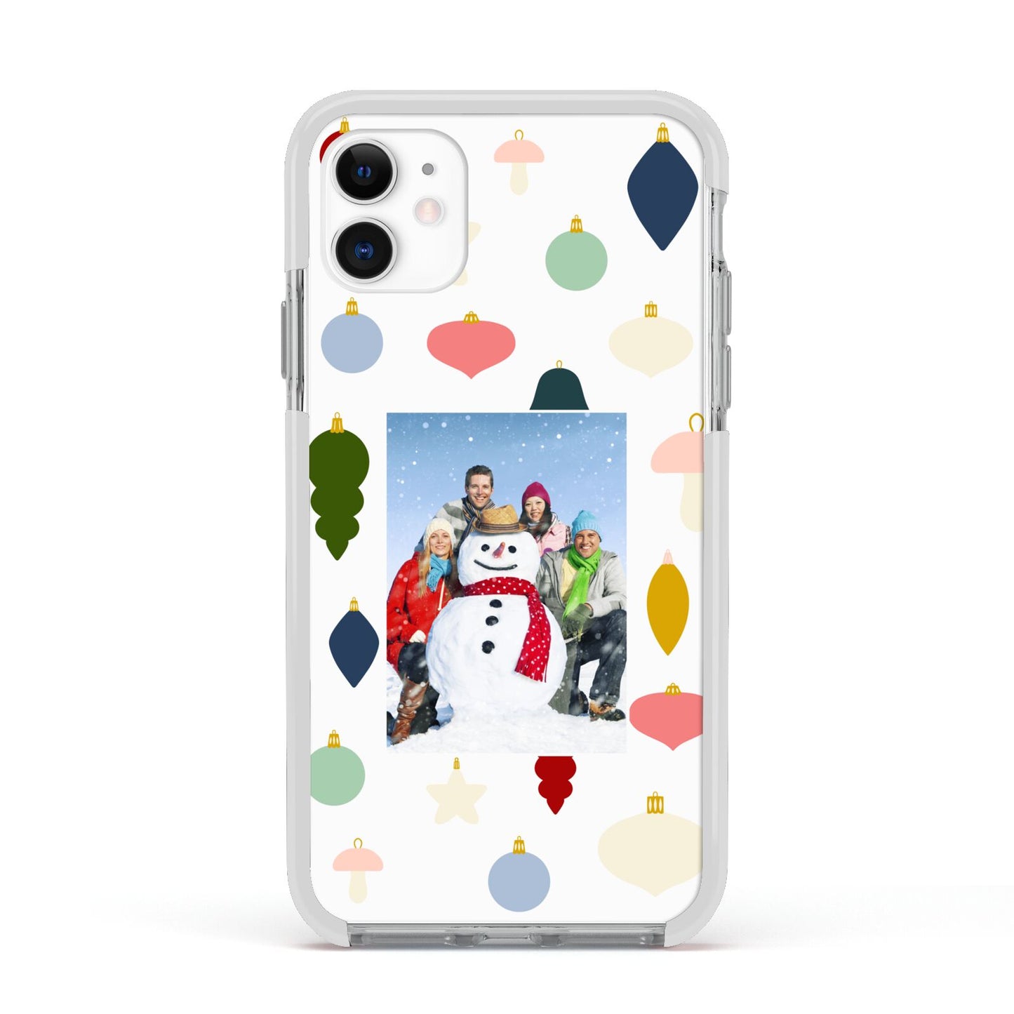 Personalised Christmas Baubles Apple iPhone 11 in White with White Impact Case