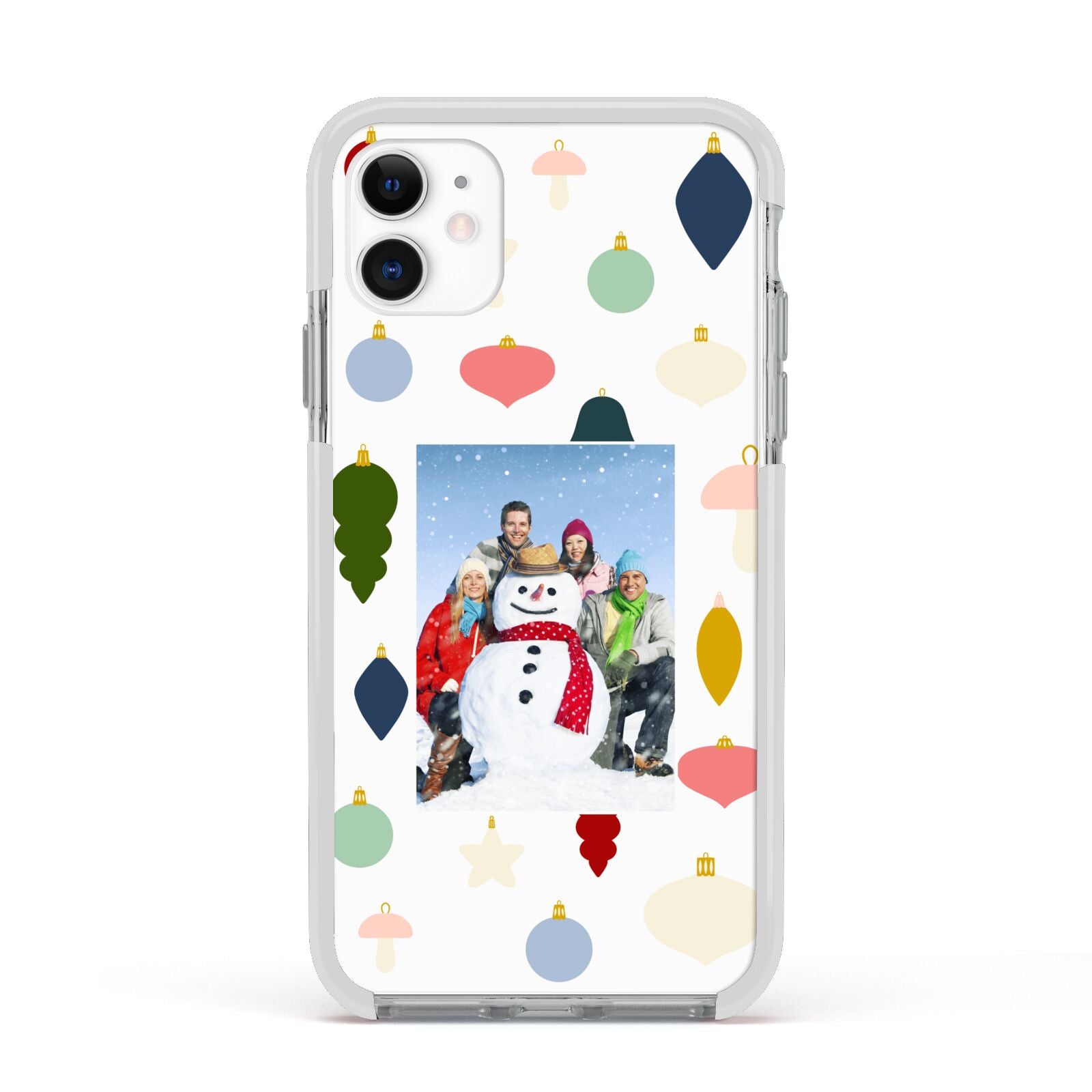 Personalised Christmas Baubles Apple iPhone 11 in White with White Impact Case