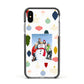 Personalised Christmas Baubles Apple iPhone Xs Impact Case Black Edge on Silver Phone