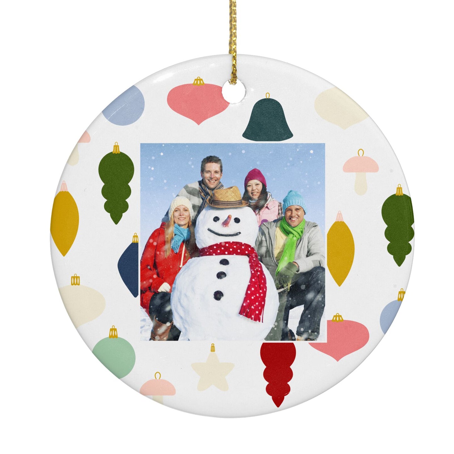 Personalised Christmas Baubles Circle Decoration Back Image