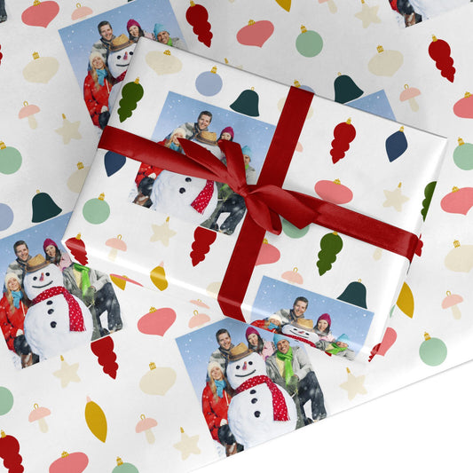 Personalised Christmas Baubles Custom Wrapping Paper
