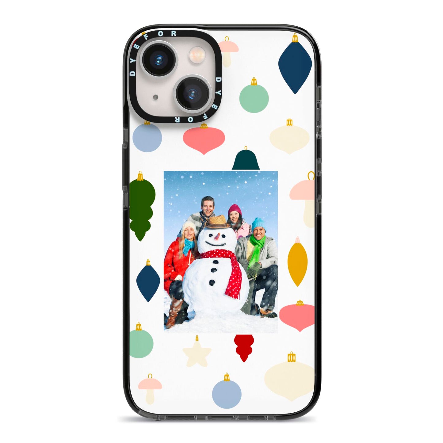 Personalised Christmas Baubles iPhone 13 Black Impact Case on Silver phone