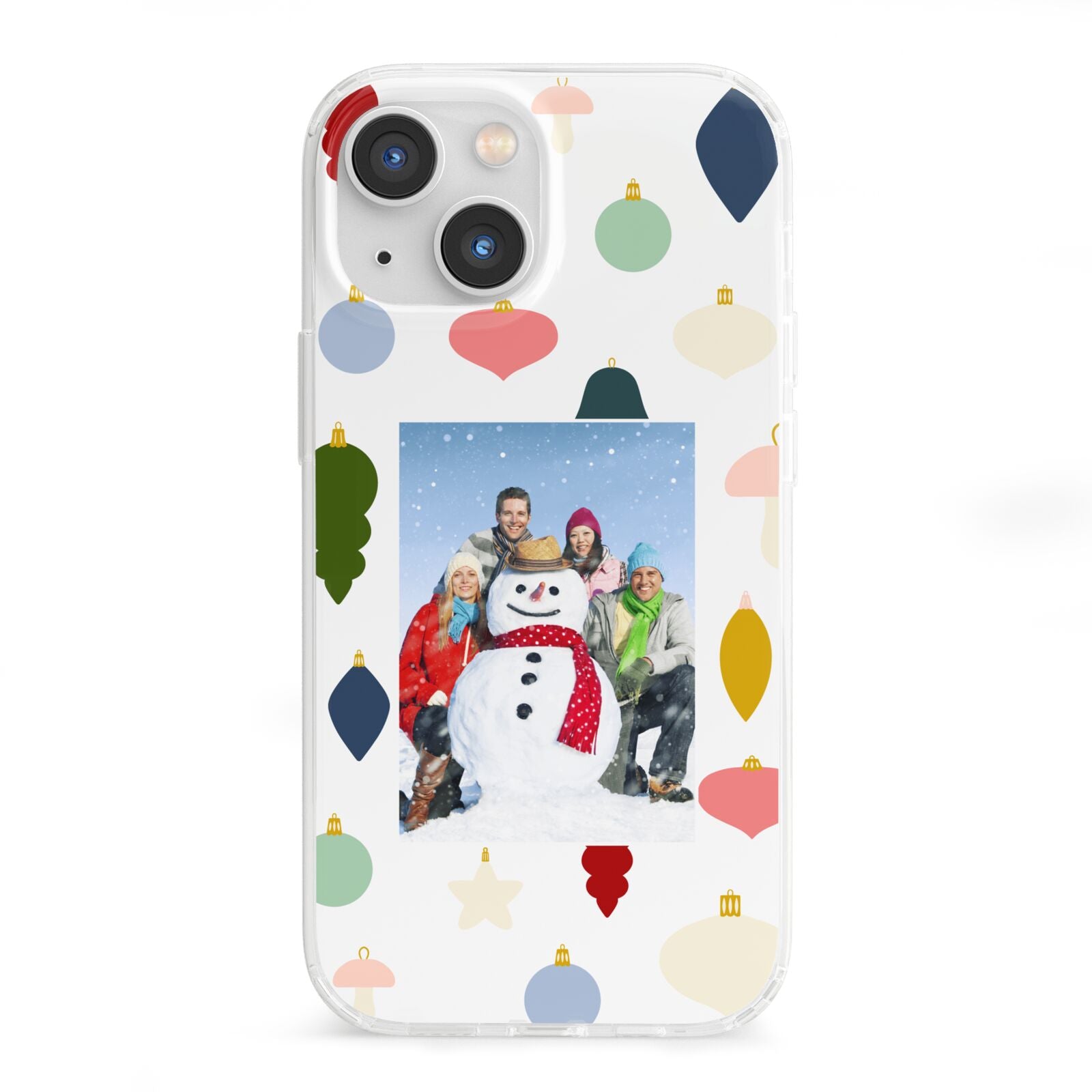 Personalised Christmas Baubles iPhone 13 Mini Clear Bumper Case