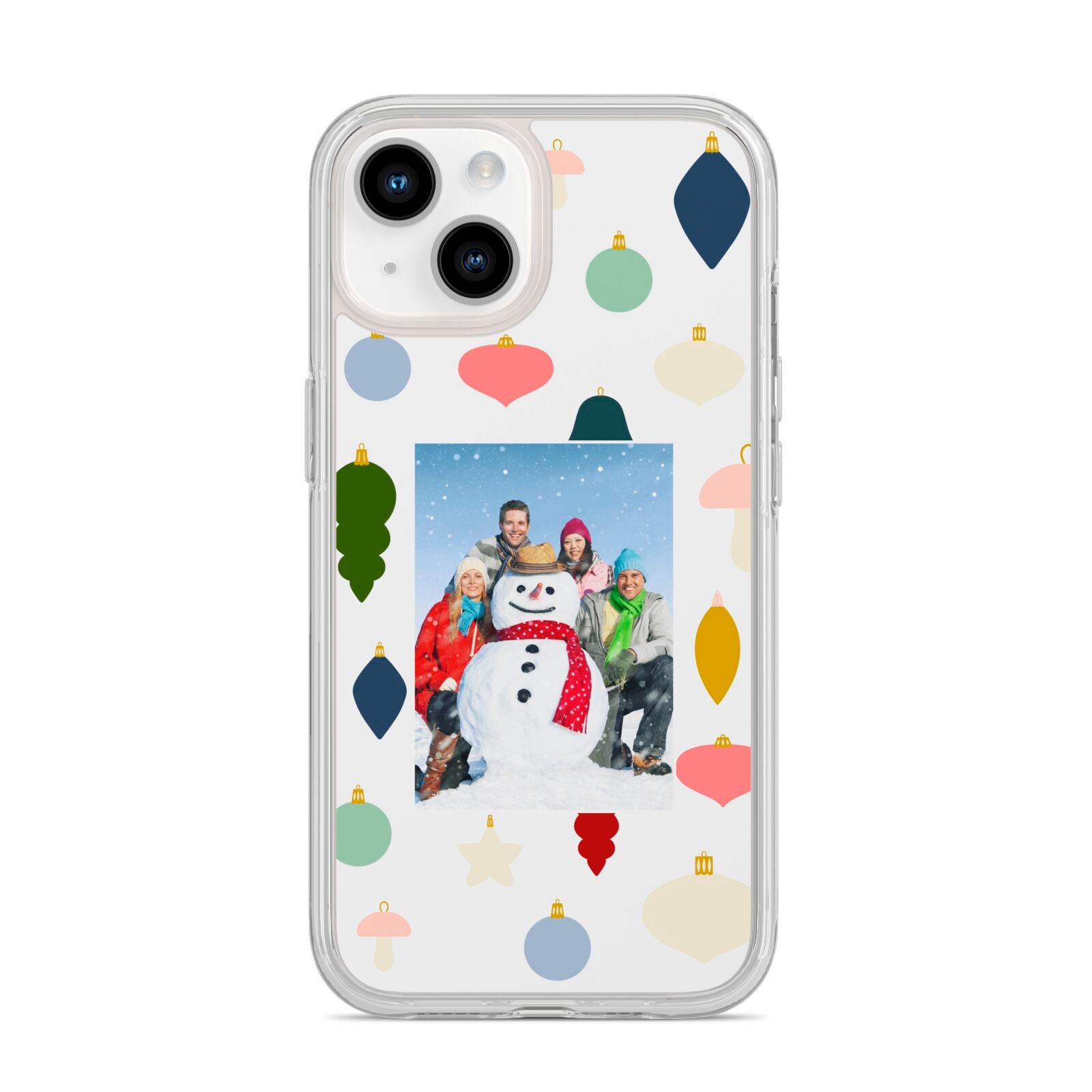 Personalised Christmas Baubles iPhone 14 Clear Tough Case Starlight