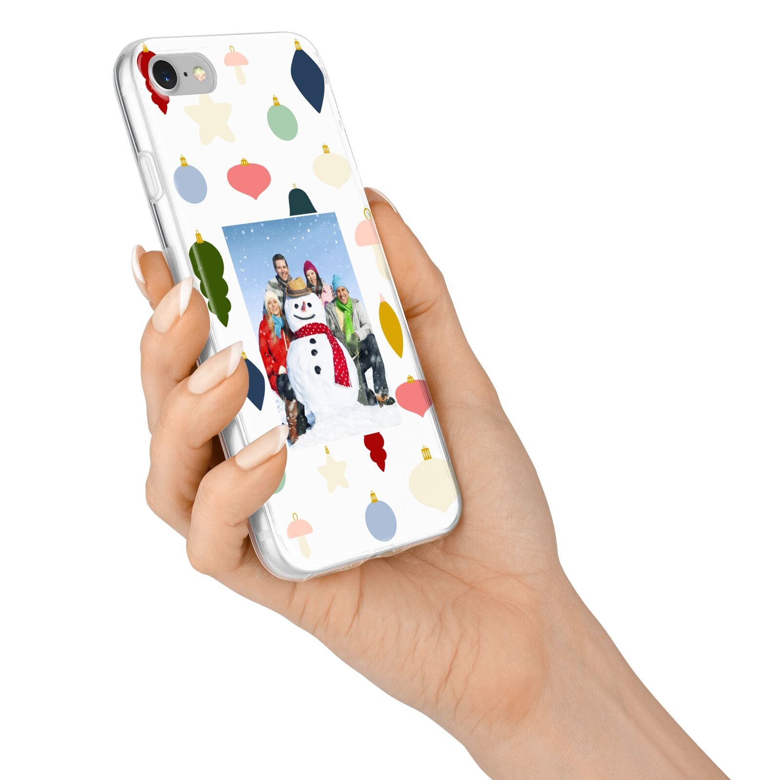 Personalised Christmas Baubles iPhone 7 Bumper Case on Silver iPhone Alternative Image