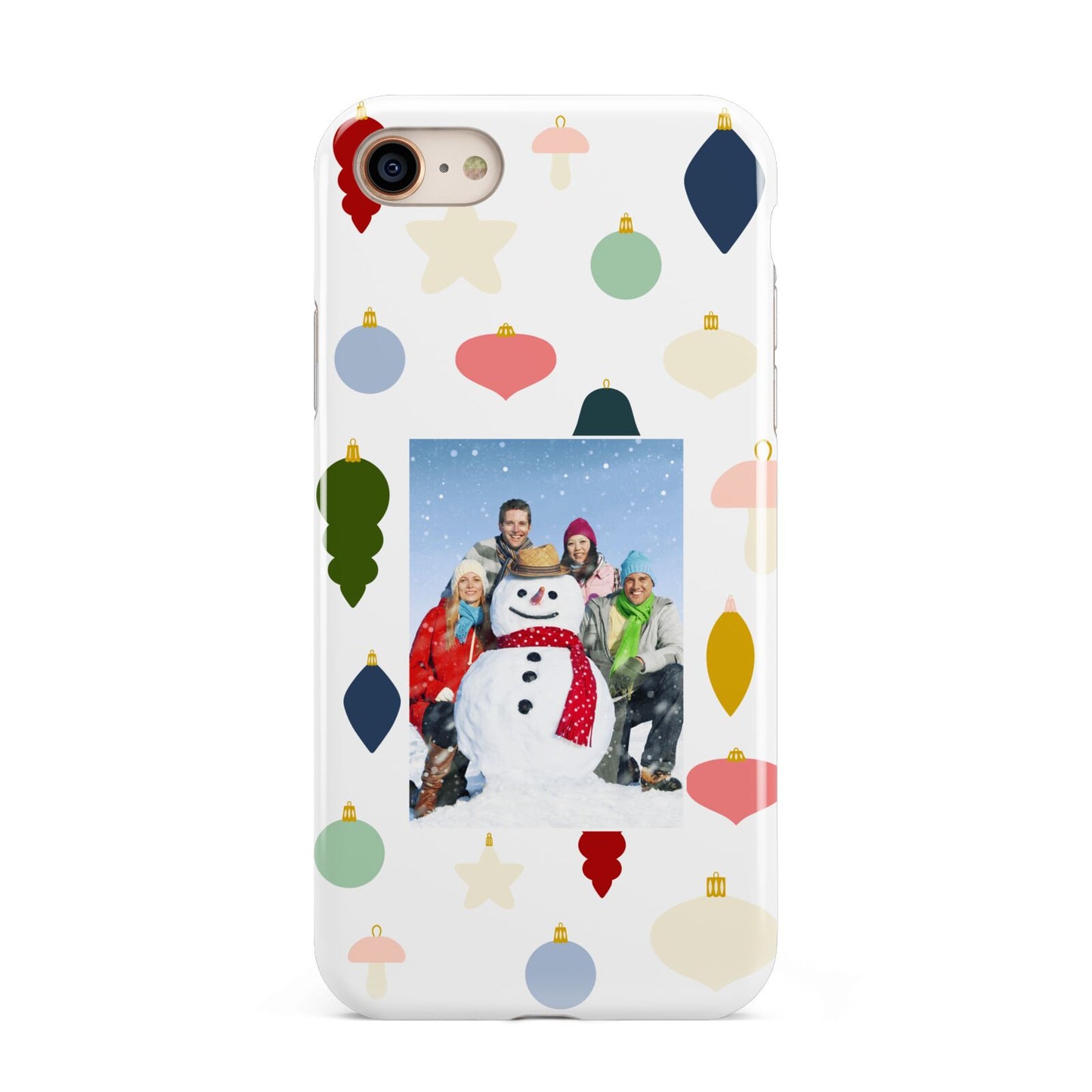 Personalised Christmas Baubles iPhone 8 3D Tough Case on Gold Phone