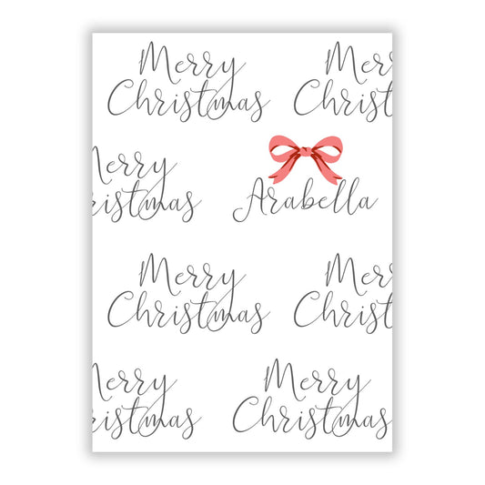 Personalised Christmas Bow A5 Flat Greetings Card