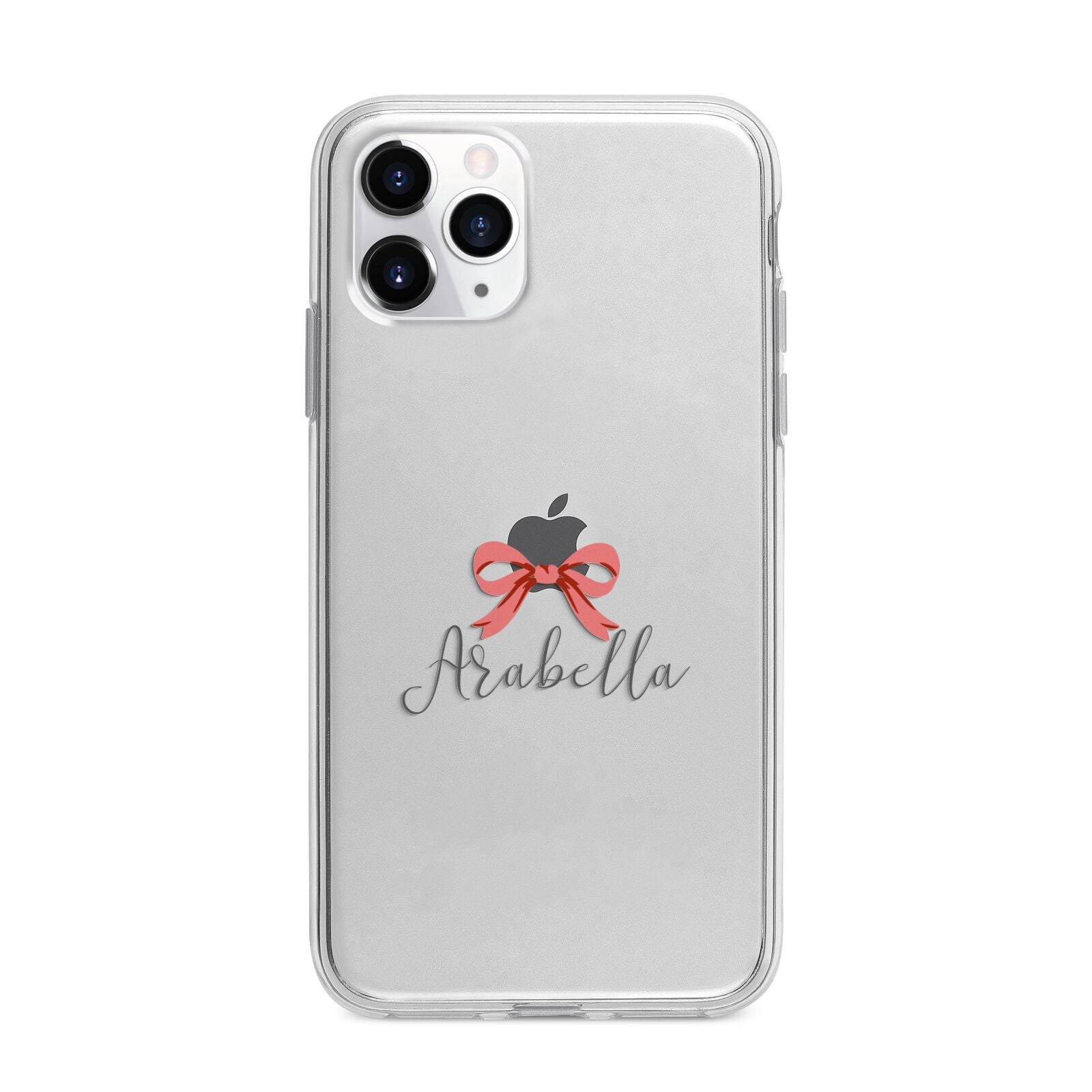 Personalised Christmas Bow Apple iPhone 11 Pro Max in Silver with Bumper Case