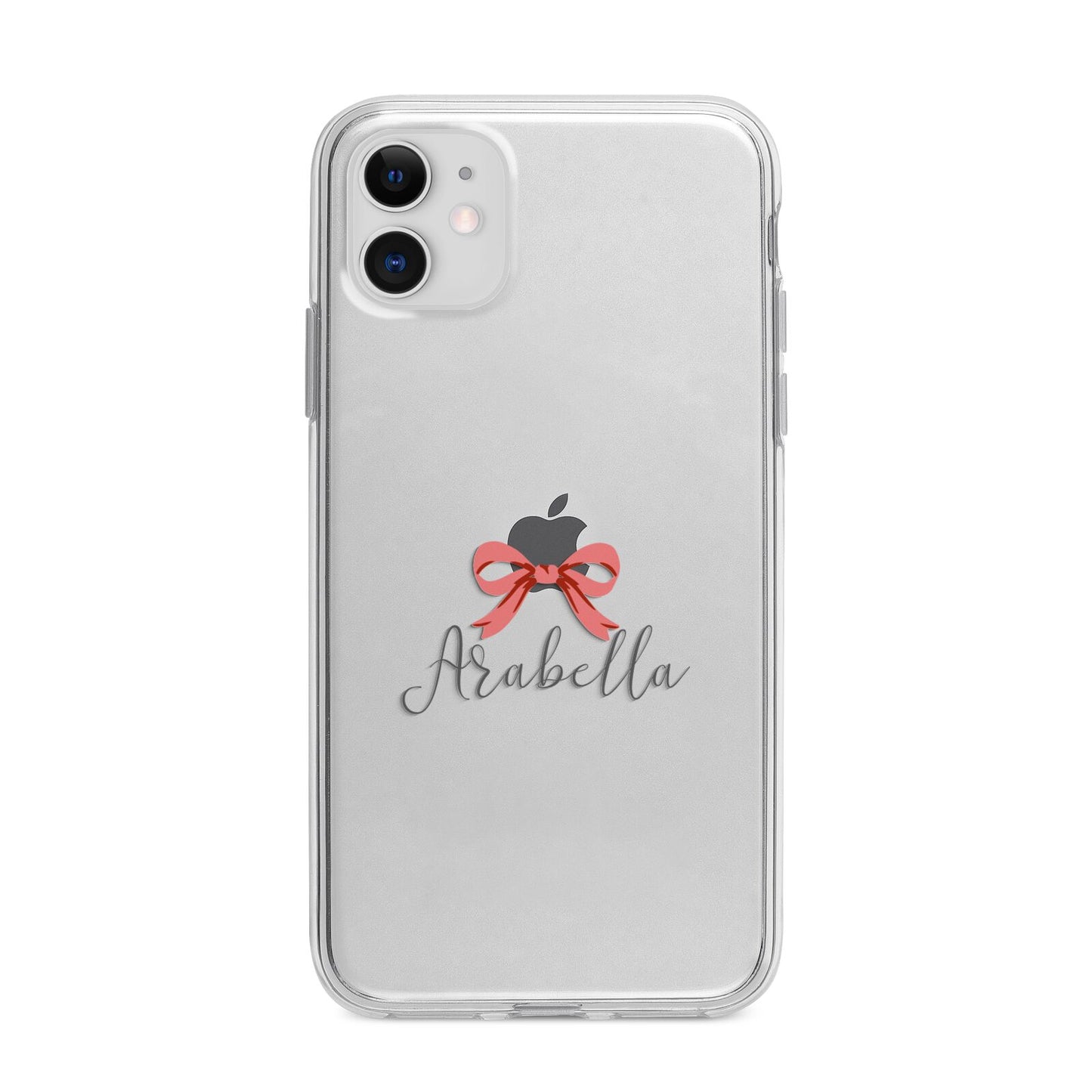 Personalised Christmas Bow Apple iPhone 11 in White with Bumper Case