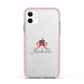 Personalised Christmas Bow Apple iPhone 11 in White with Pink Impact Case
