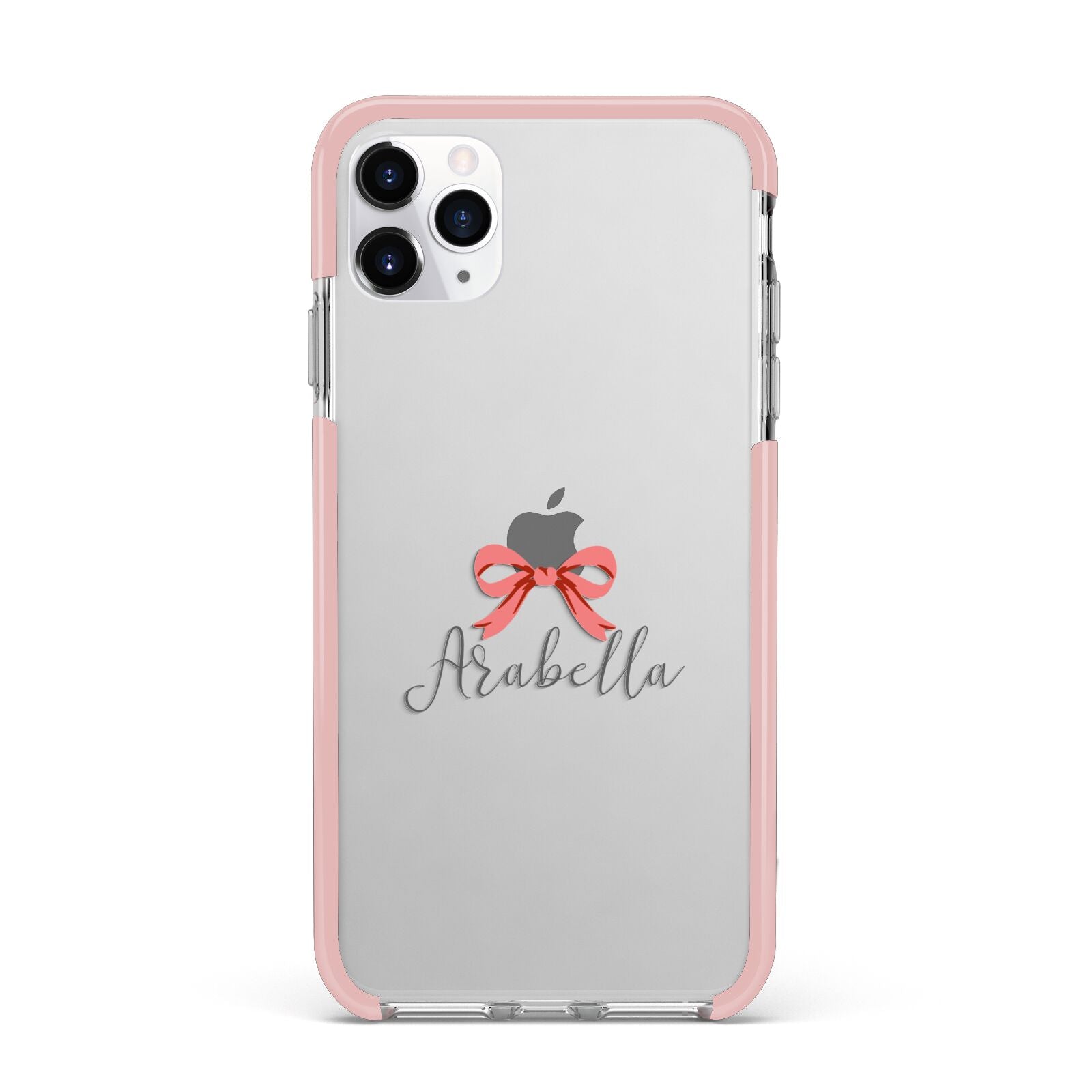 Personalised Christmas Bow iPhone 11 Pro Max Impact Pink Edge Case