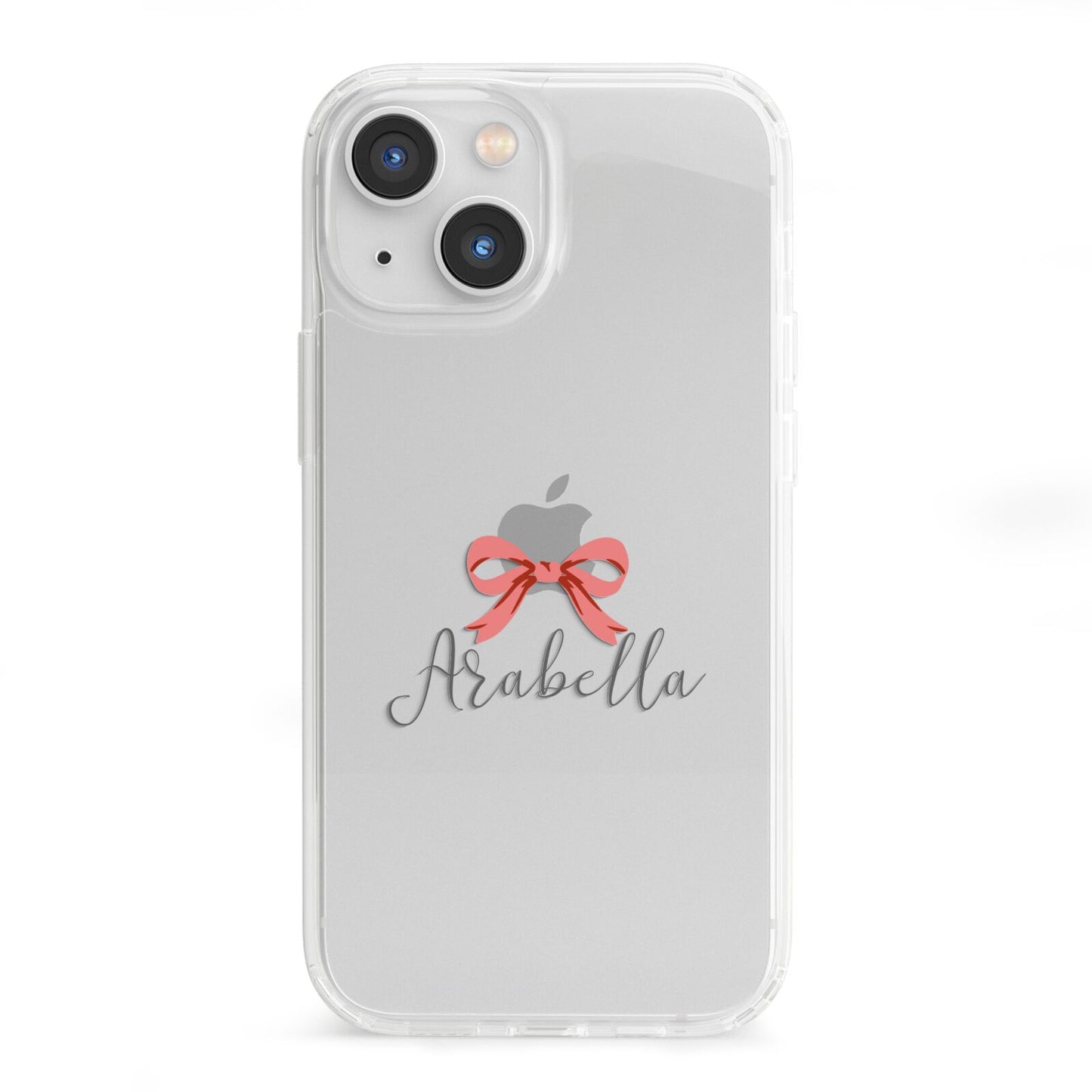 Personalised Christmas Bow iPhone 13 Mini Clear Bumper Case