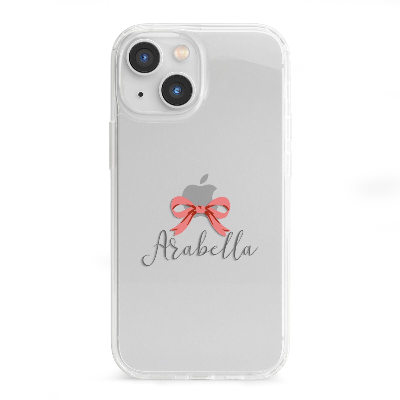 Personalised Christmas Bow iPhone 13 Mini Clear Bumper Case