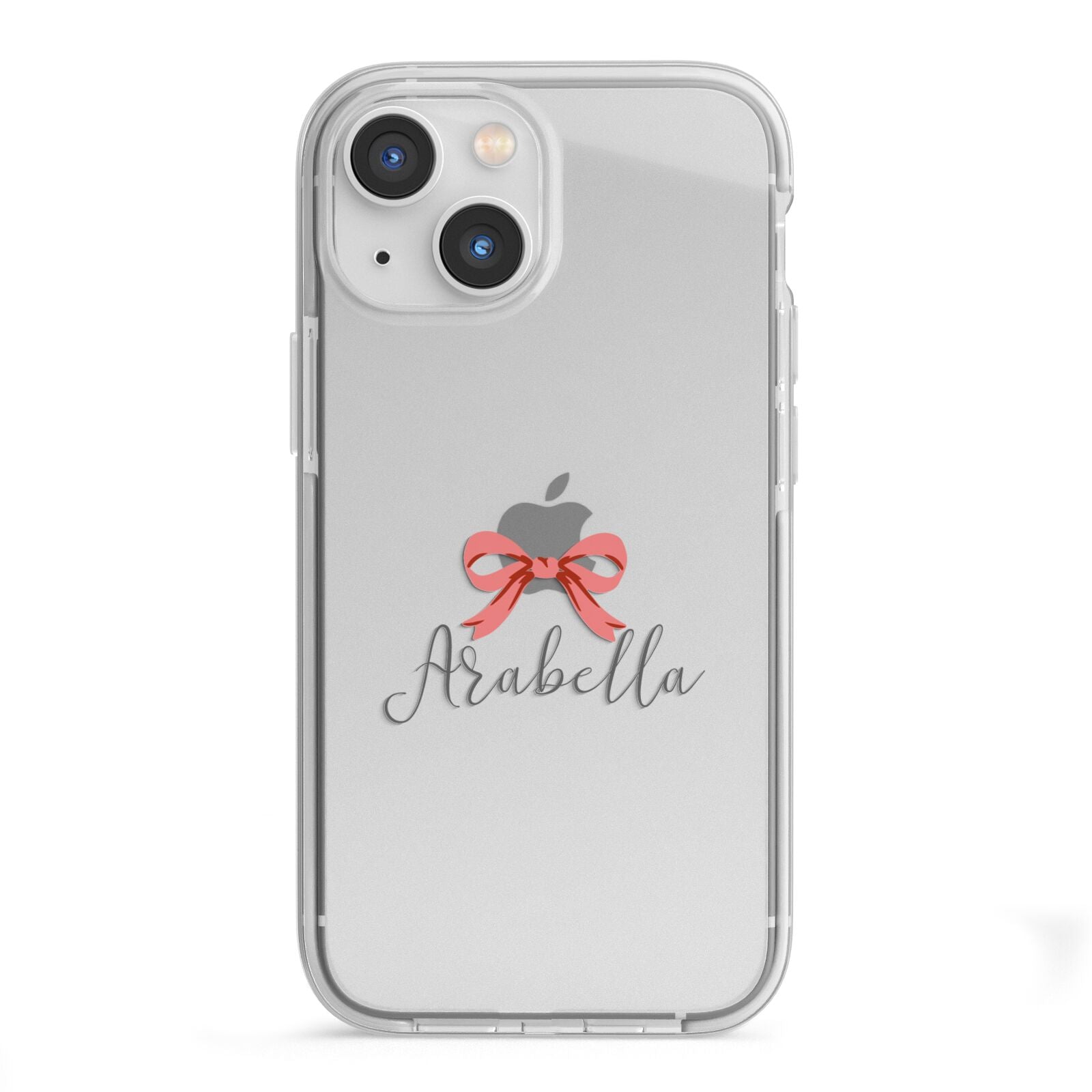 Personalised Christmas Bow iPhone 13 Mini TPU Impact Case with White Edges