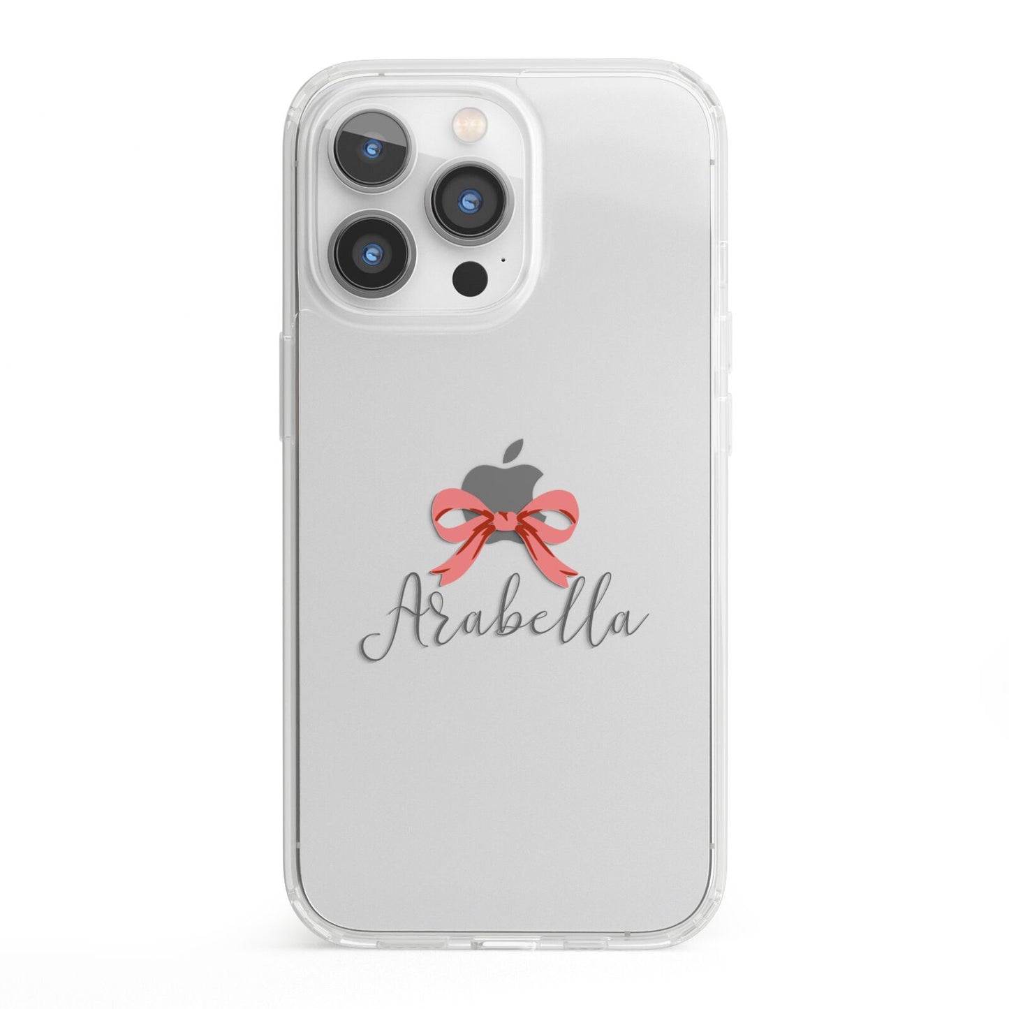 Personalised Christmas Bow iPhone 13 Pro Clear Bumper Case
