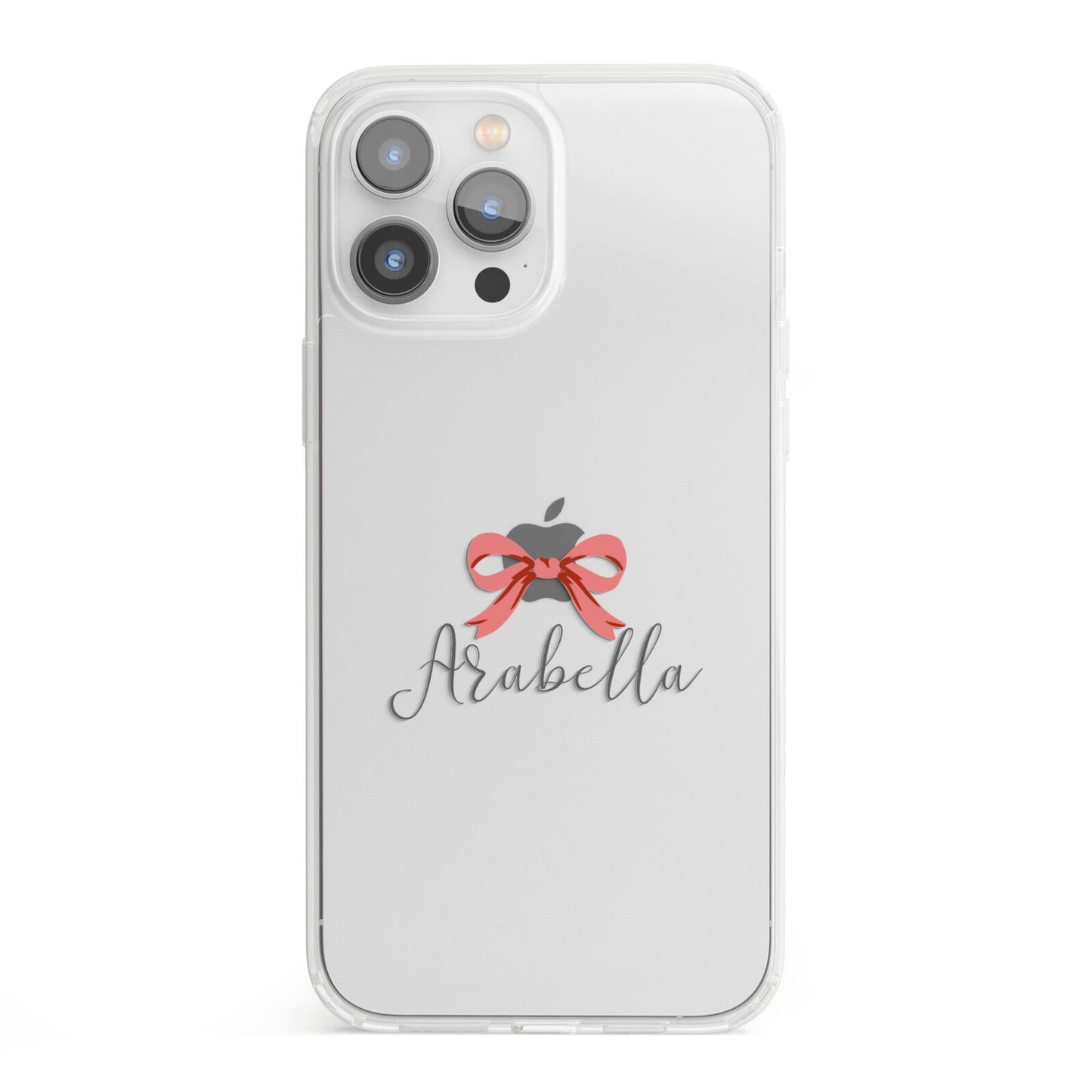 Personalised Christmas Bow iPhone 13 Pro Max Clear Bumper Case