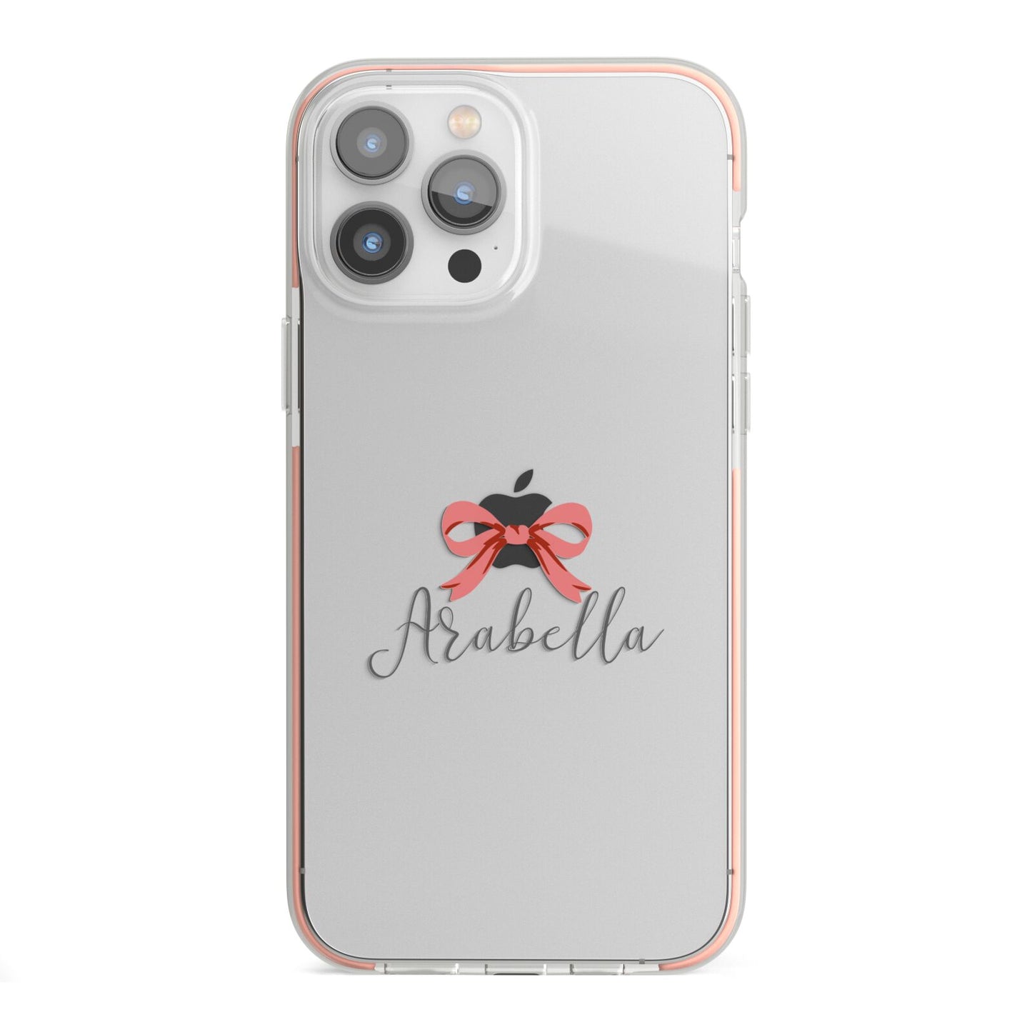 Personalised Christmas Bow iPhone 13 Pro Max TPU Impact Case with Pink Edges