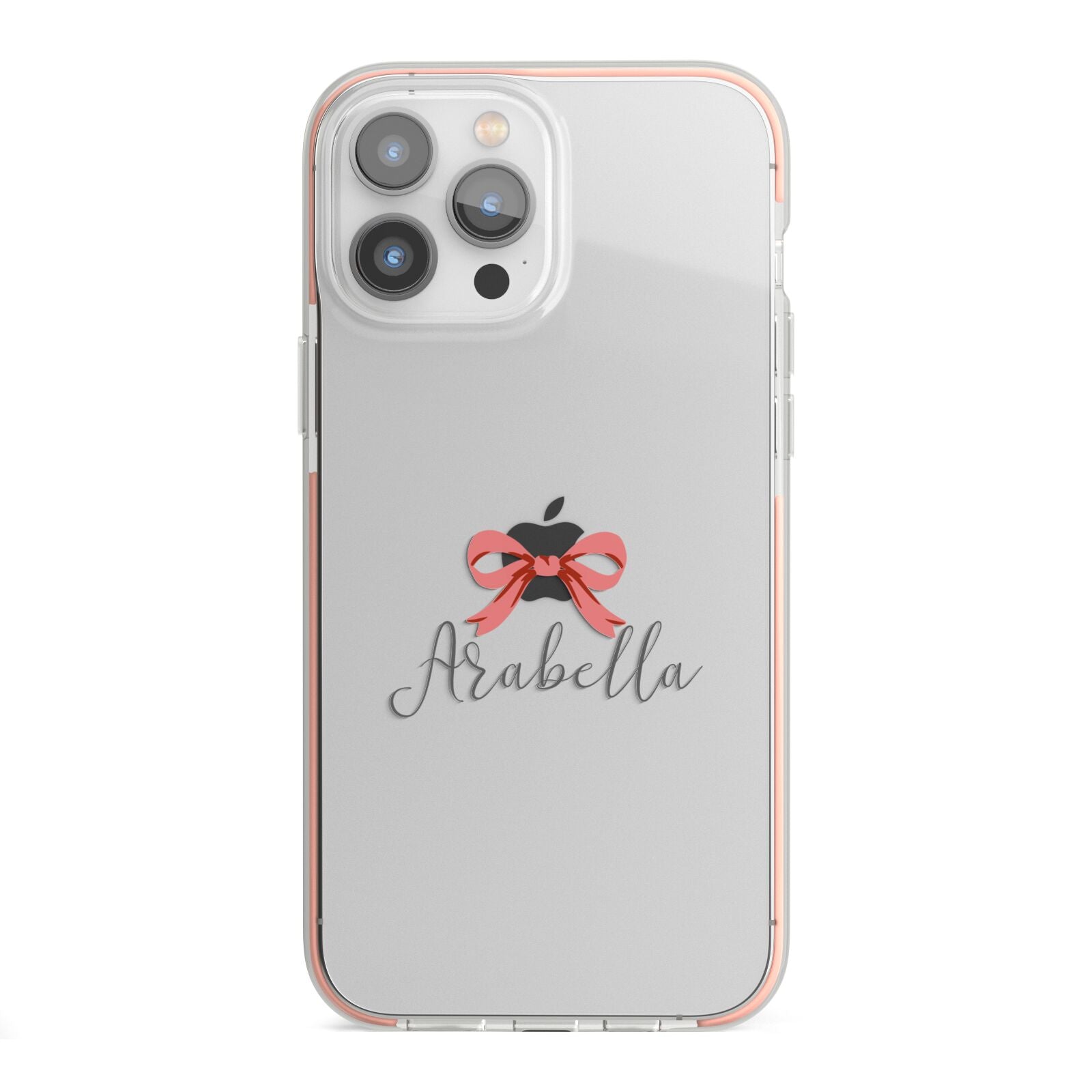 Personalised Christmas Bow iPhone 13 Pro Max TPU Impact Case with Pink Edges