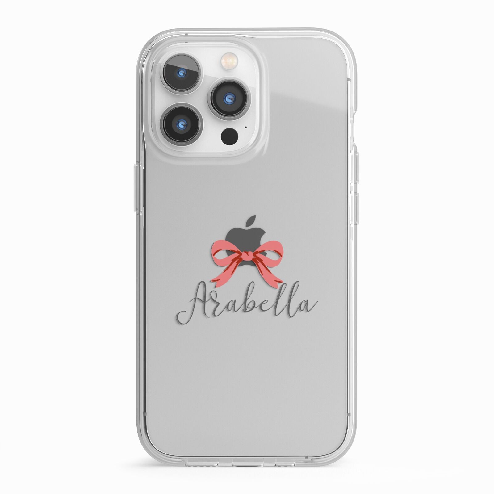 Personalised Christmas Bow iPhone 13 Pro TPU Impact Case with White Edges