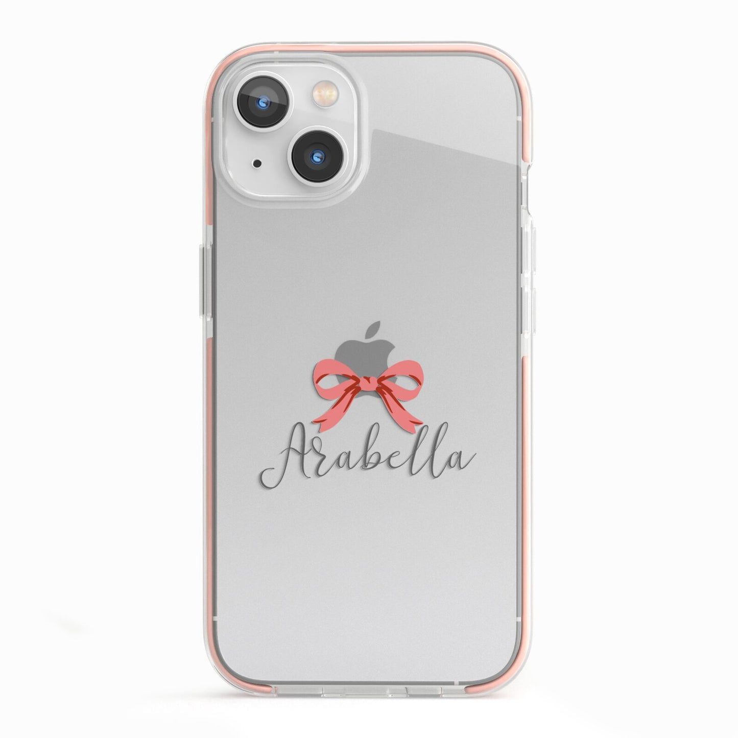 Personalised Christmas Bow iPhone 13 TPU Impact Case with Pink Edges