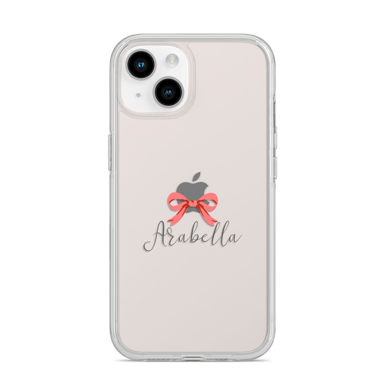 Personalised Christmas Bow iPhone 14 Clear Tough Case Starlight