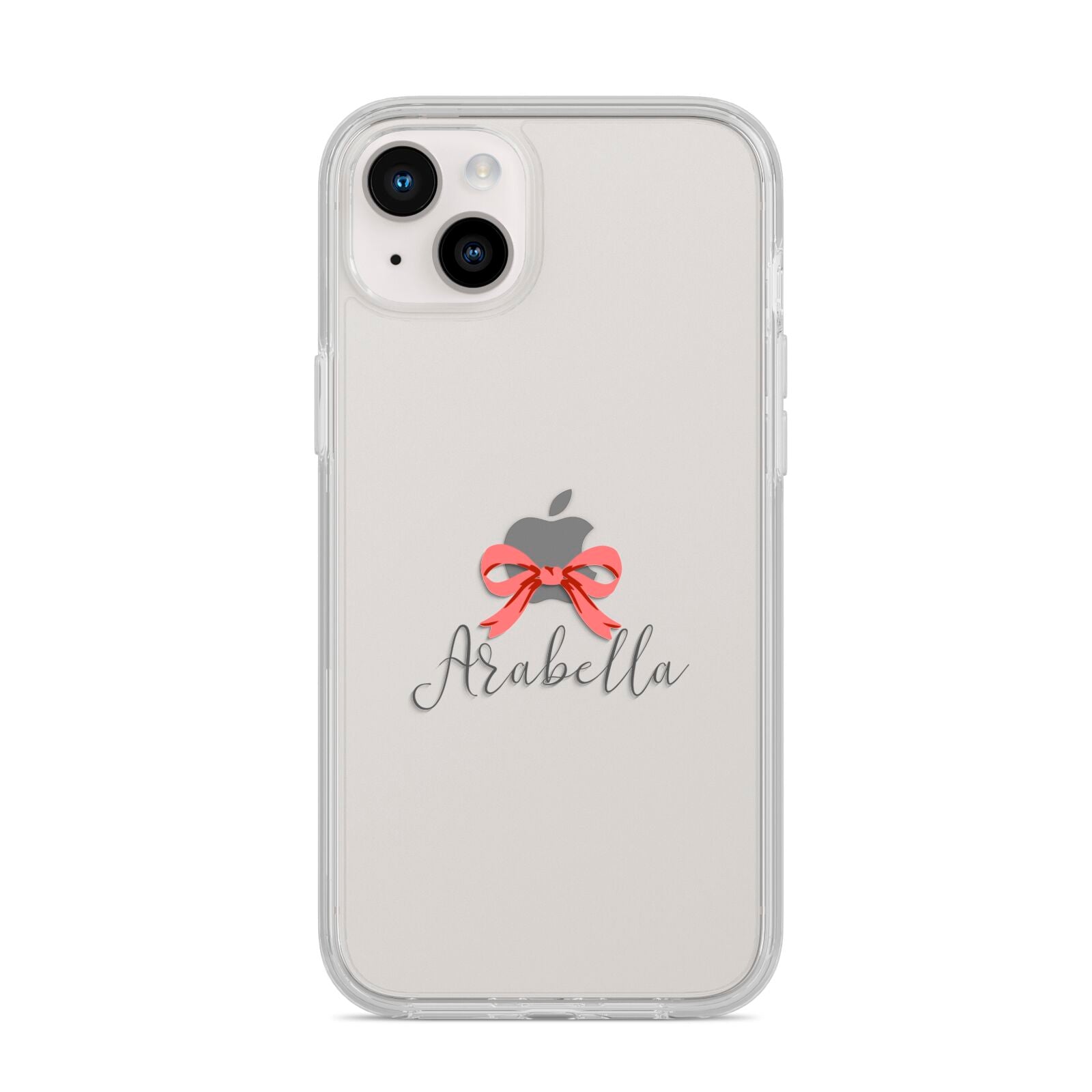 Personalised Christmas Bow iPhone 14 Plus Clear Tough Case Starlight