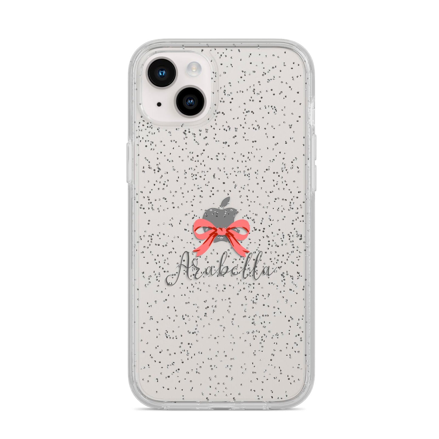 Personalised Christmas Bow iPhone 14 Plus Glitter Tough Case Starlight