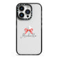 Personalised Christmas Bow iPhone 14 Pro Black Impact Case on Silver phone