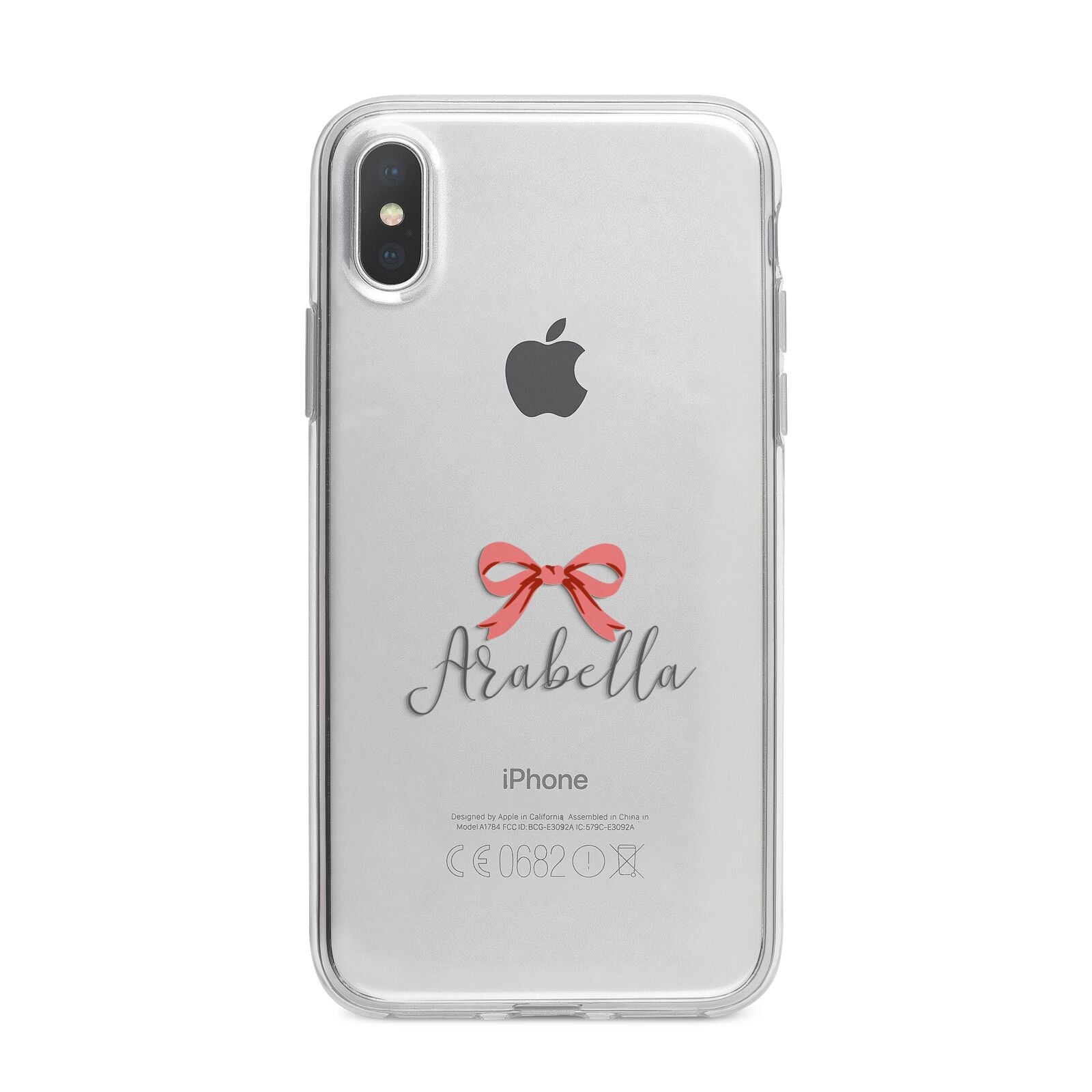 Personalised Christmas Bow iPhone X Bumper Case on Silver iPhone Alternative Image 1