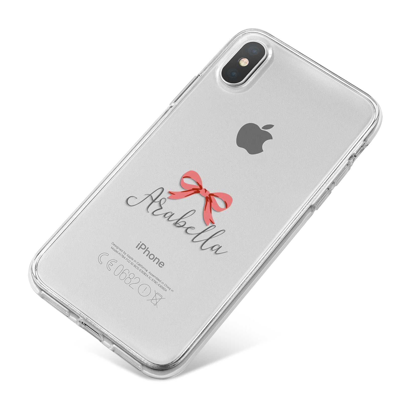 Personalised Christmas Bow iPhone X Bumper Case on Silver iPhone