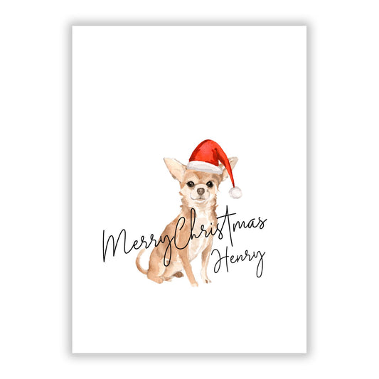 Personalised Christmas Chihuahua A5 Flat Greetings Card