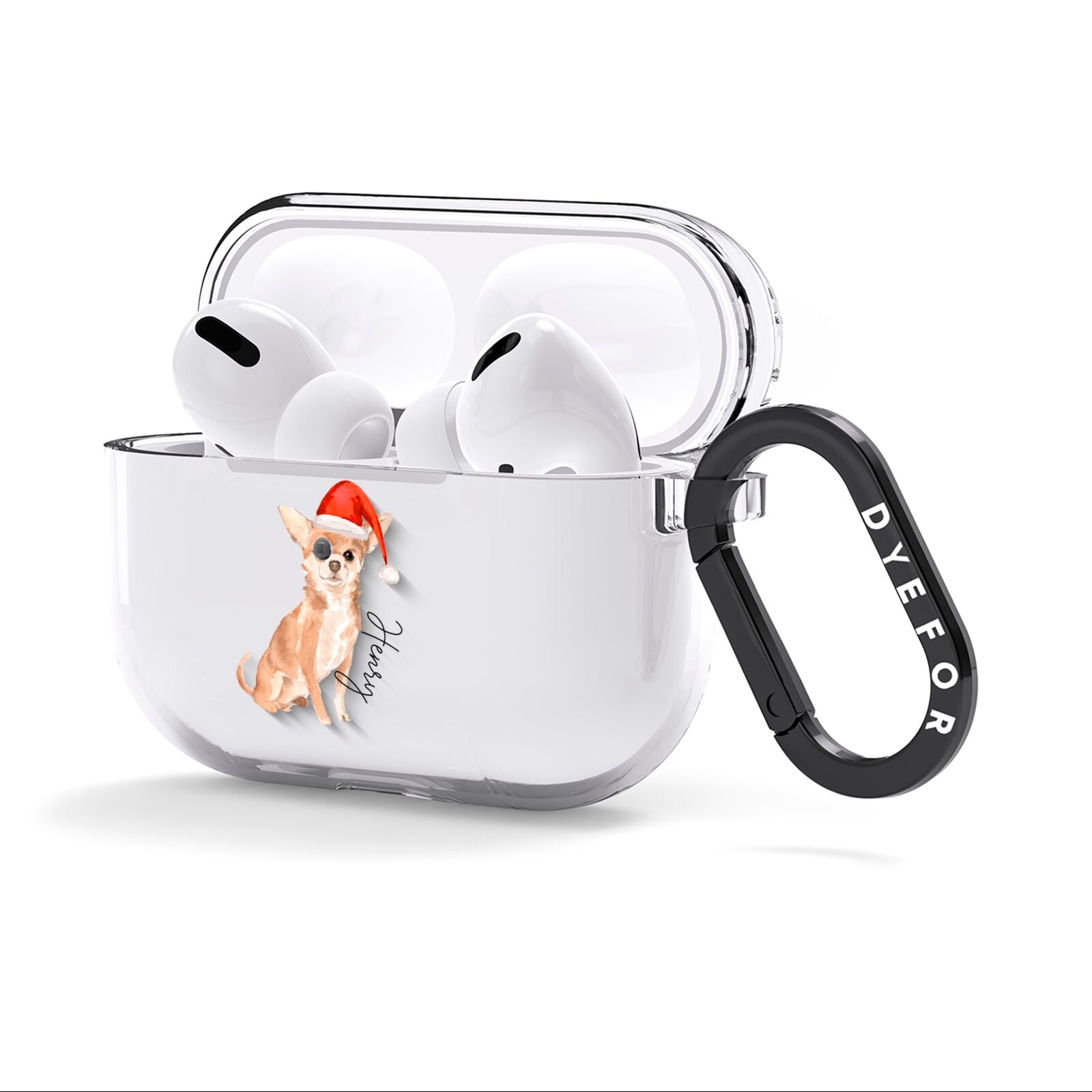 Personalised Christmas Chihuahua AirPods Clear Case 3rd Gen Side Image