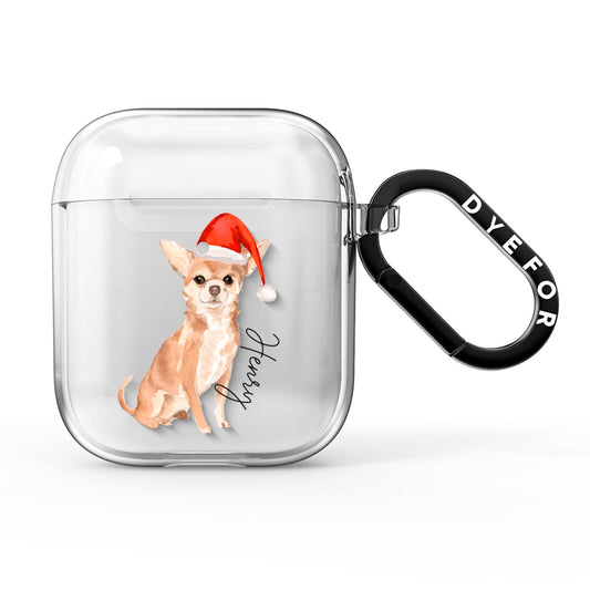 Personalised Christmas Chihuahua AirPods Clear Case