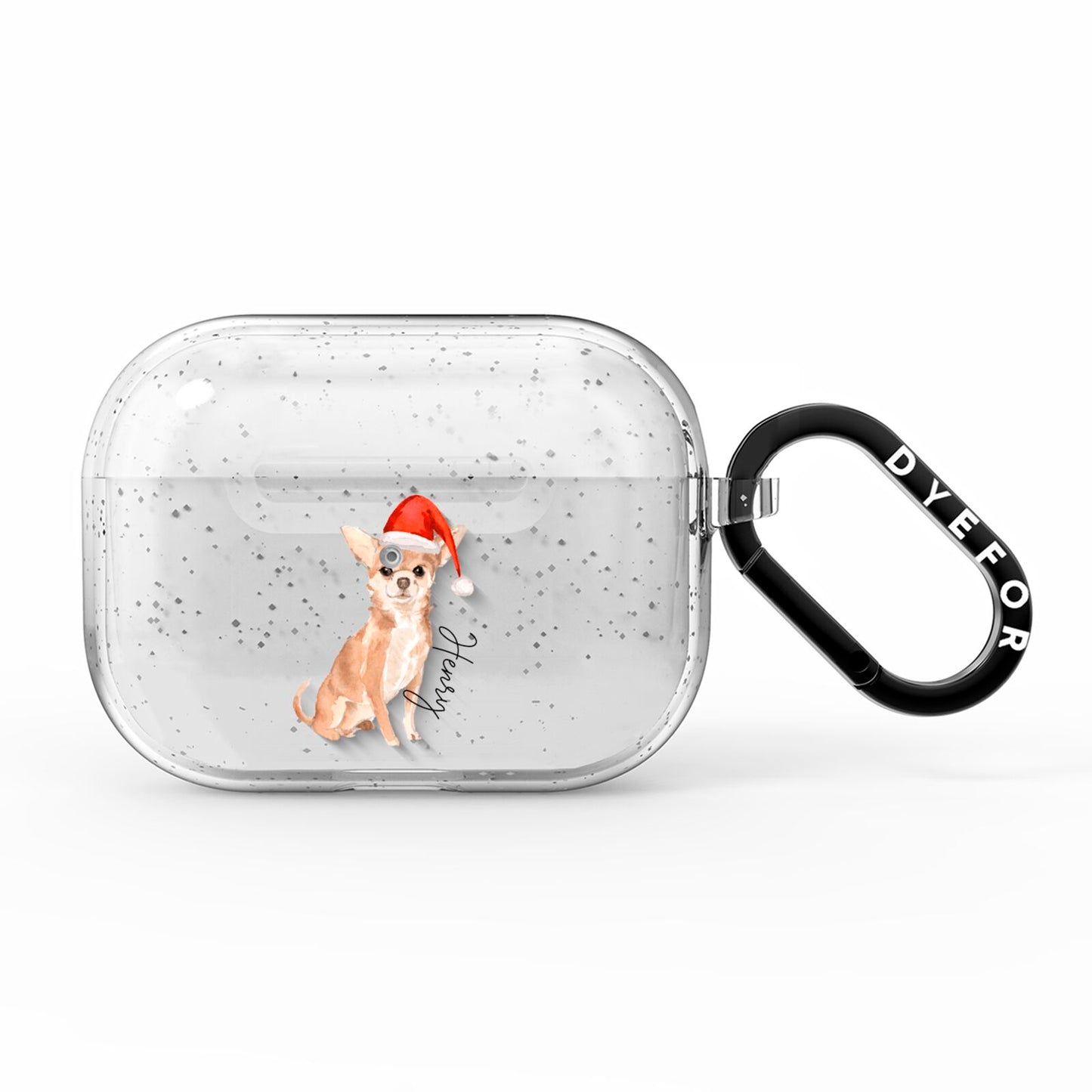 Personalised Christmas Chihuahua AirPods Pro Glitter Case