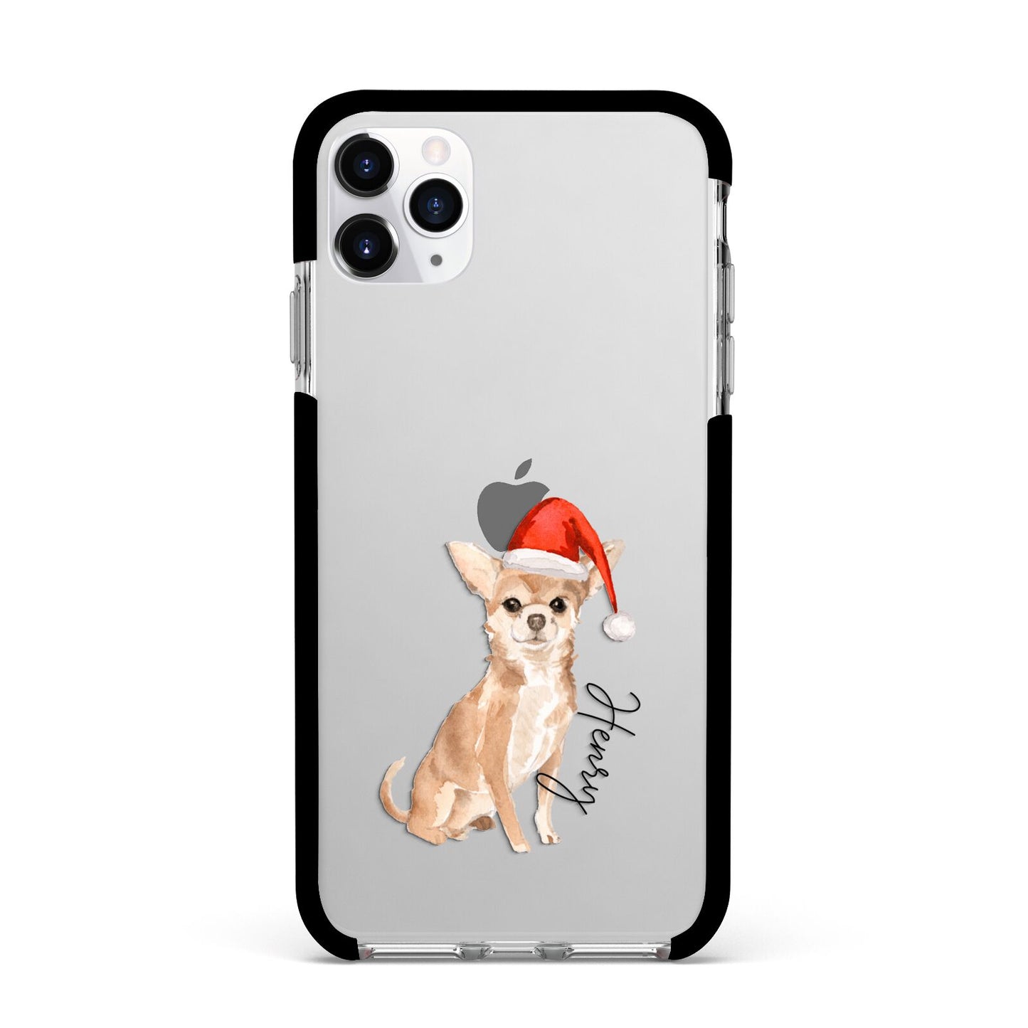 Personalised Christmas Chihuahua Apple iPhone 11 Pro Max in Silver with Black Impact Case