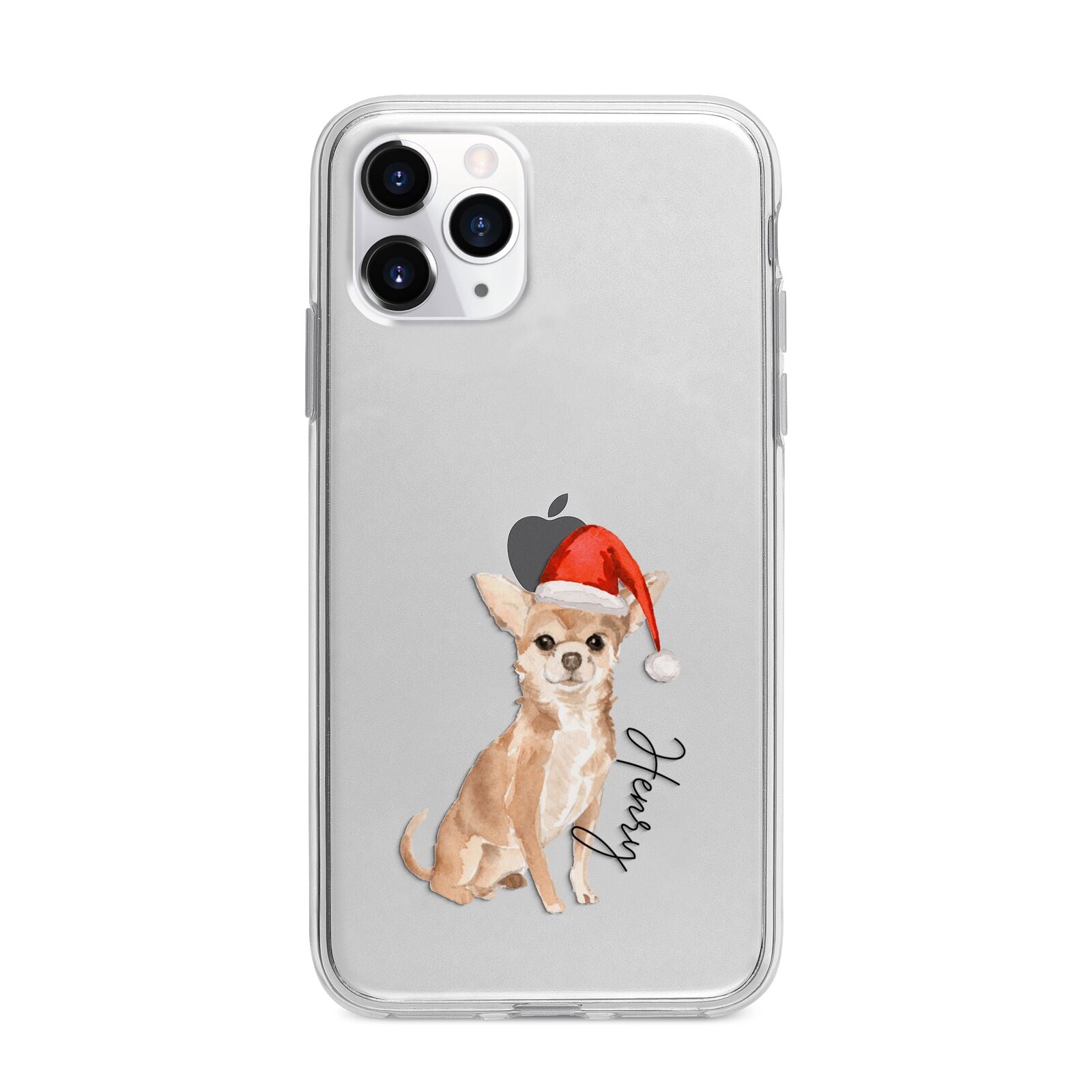 Personalised Christmas Chihuahua Apple iPhone 11 Pro Max in Silver with Bumper Case