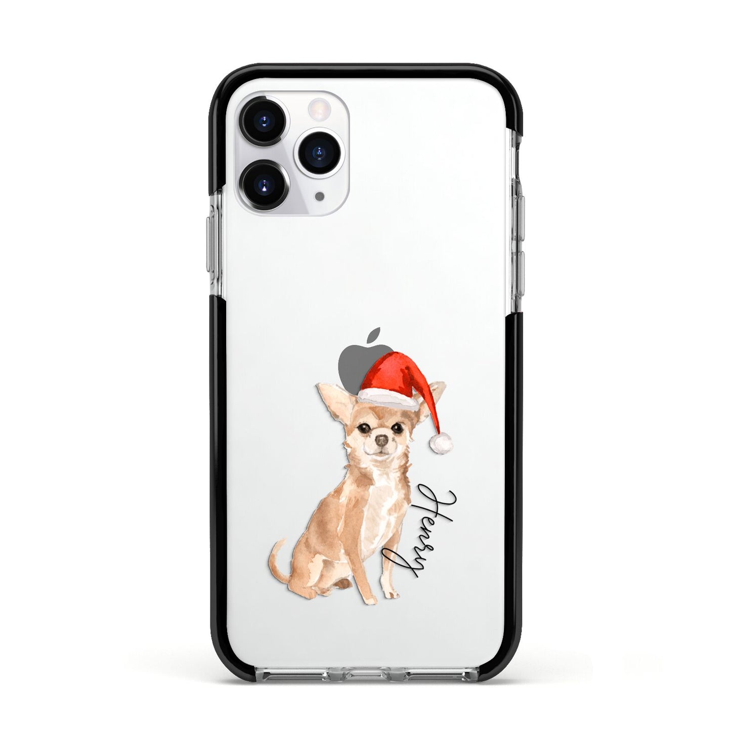 Personalised Christmas Chihuahua Apple iPhone 11 Pro in Silver with Black Impact Case