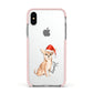 Personalised Christmas Chihuahua Apple iPhone Xs Impact Case Pink Edge on Silver Phone