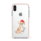 Personalised Christmas Chihuahua Apple iPhone Xs Impact Case Pink Edge on Silver Phone