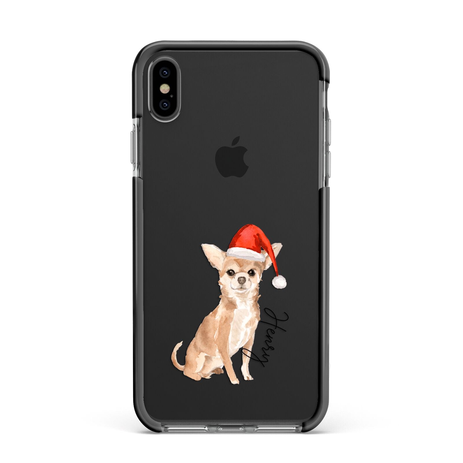 Personalised Christmas Chihuahua Apple iPhone Xs Max Impact Case Black Edge on Black Phone