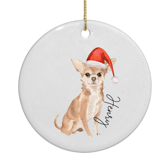 Personalised Christmas Chihuahua Circle Decoration
