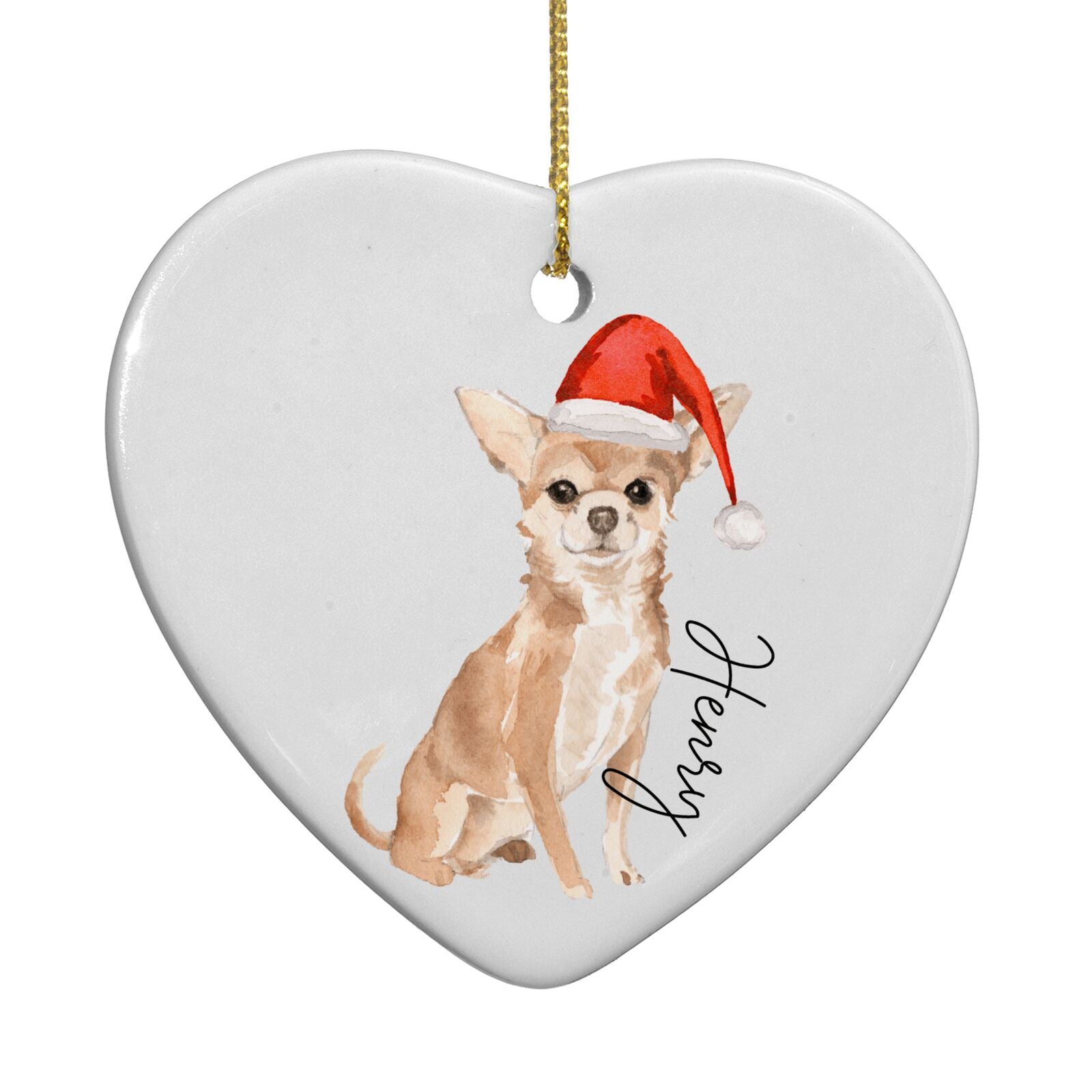 Personalised Christmas Chihuahua Heart Decoration