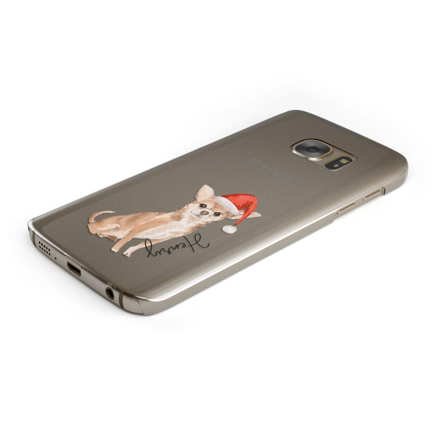 Personalised Christmas Chihuahua Protective Samsung Galaxy Case Angled Image