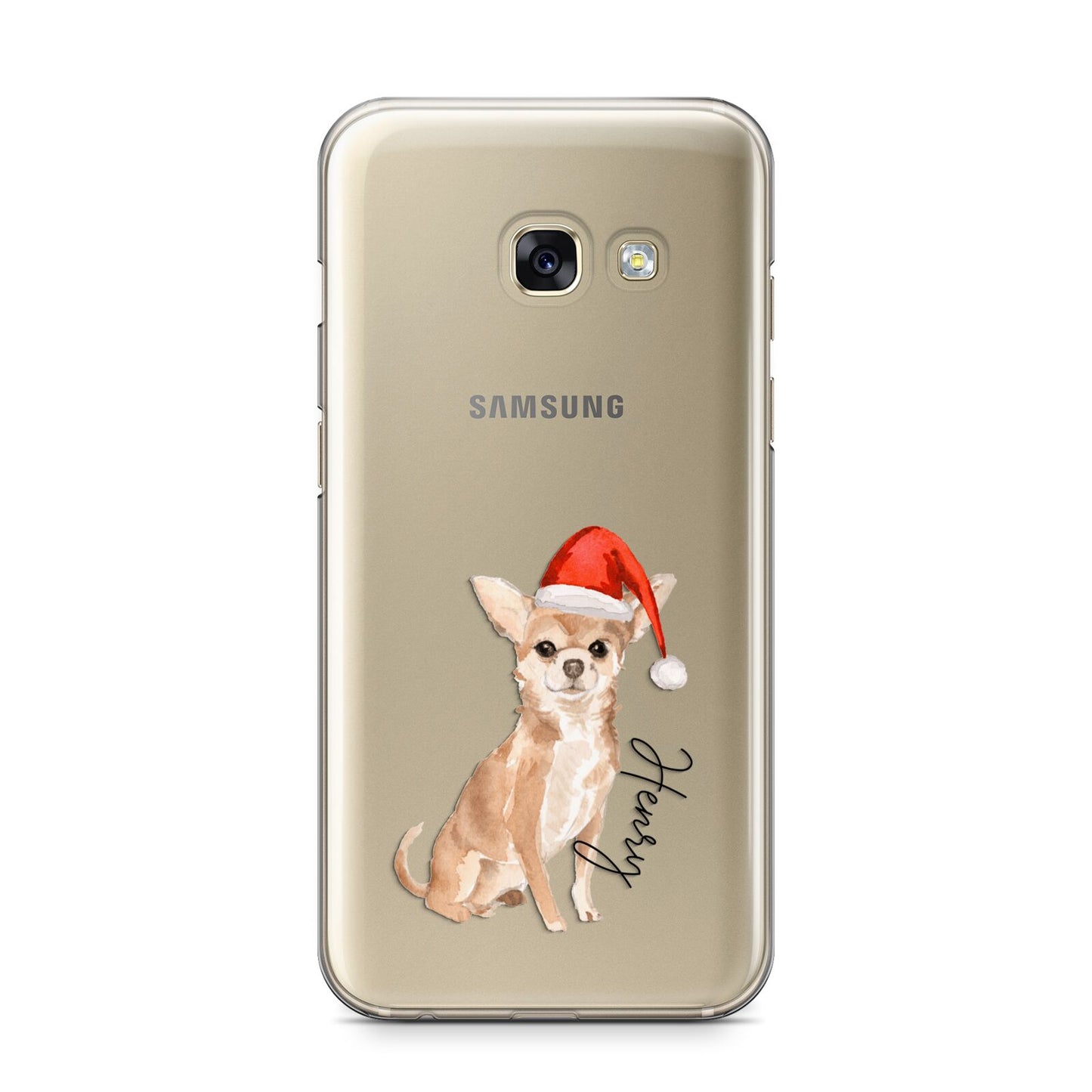 Personalised Christmas Chihuahua Samsung Galaxy A3 2017 Case on gold phone