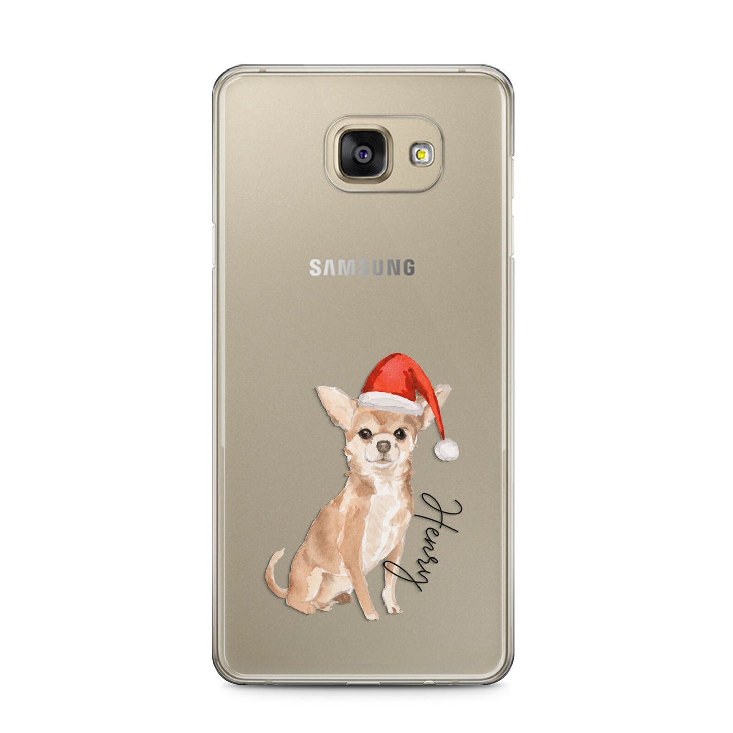 Personalised Christmas Chihuahua Samsung Galaxy A5 2016 Case on gold phone